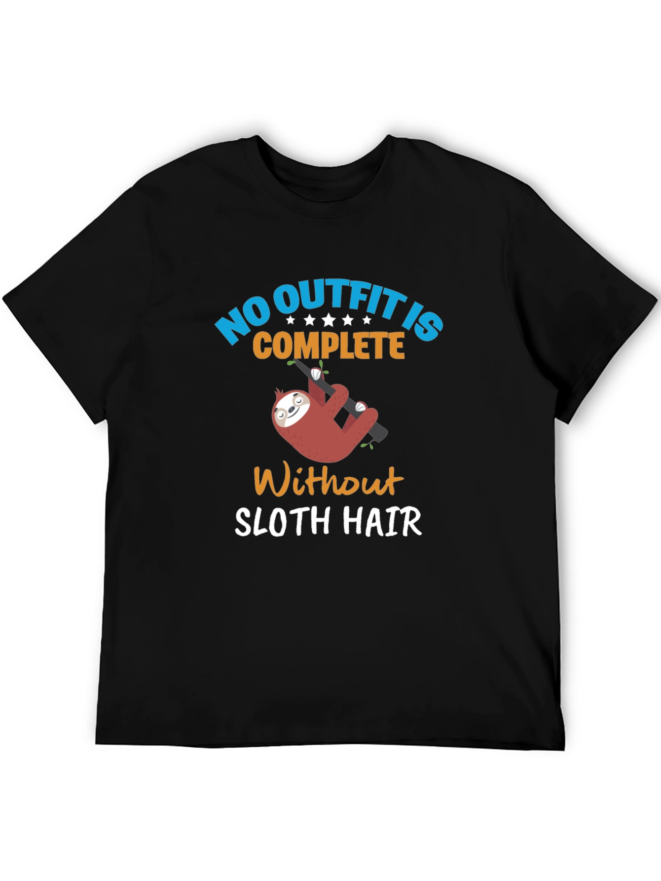 Black Sloth Hair T-Shirt - Funny Graphic Tee for Animal Lovers view 5