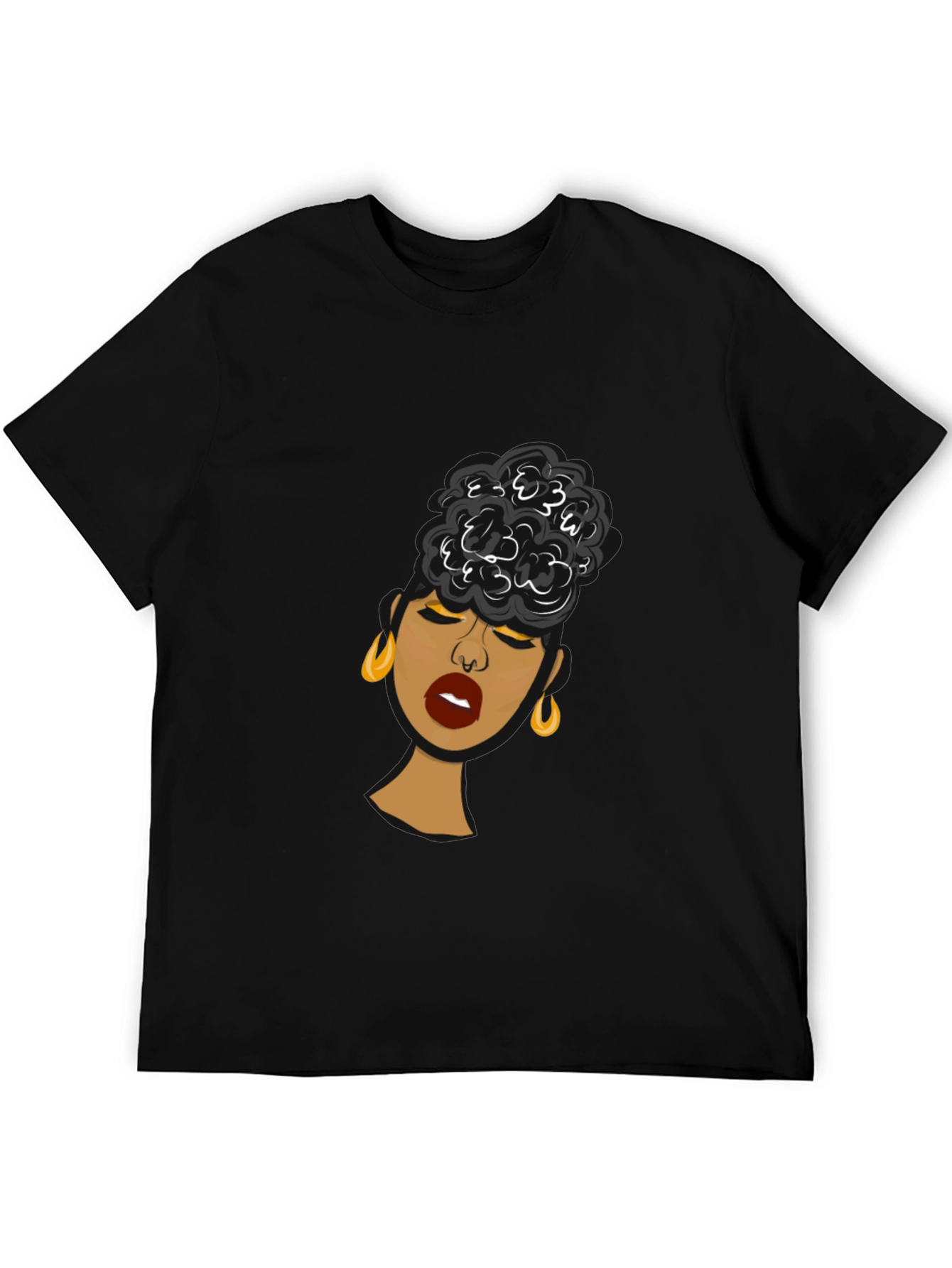 Black Black Woman Graphic Tee - Stylish Afro Puff Design view 5