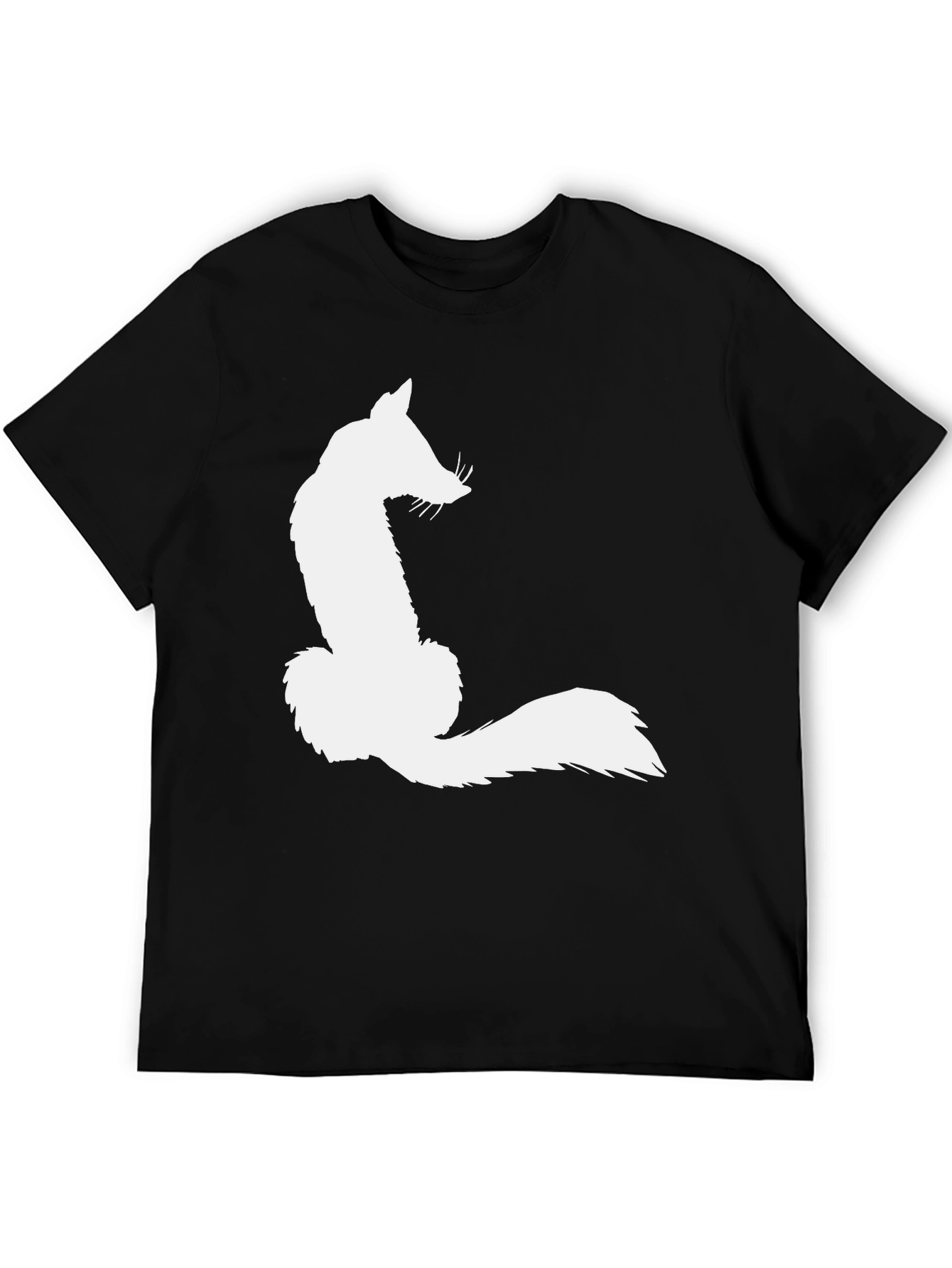 Black Fox Silhouette Graphic Tee - Black Cotton Blend view 5