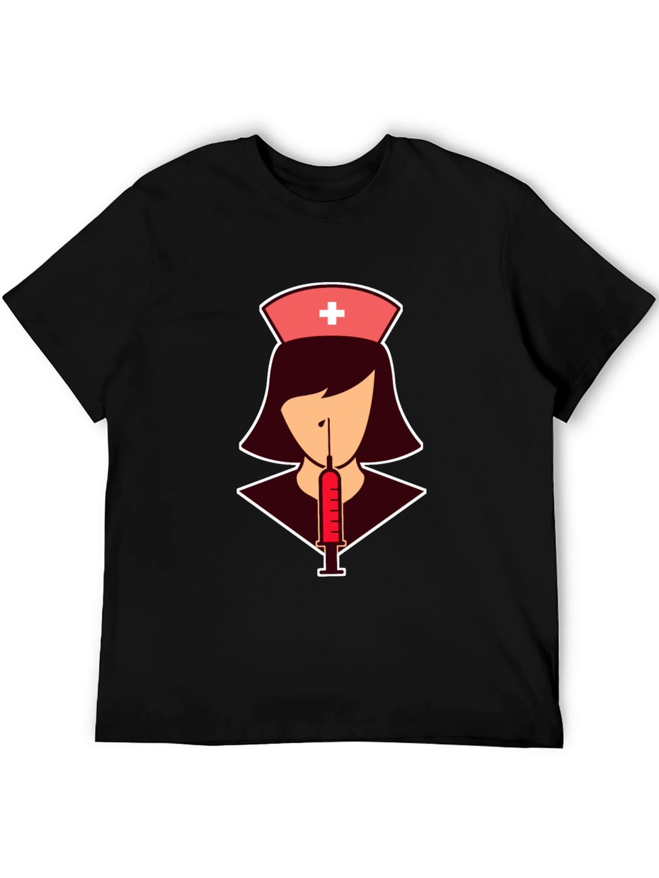 Black Nurse Syringe T-Shirt: Stylish Graphic Tee view 5