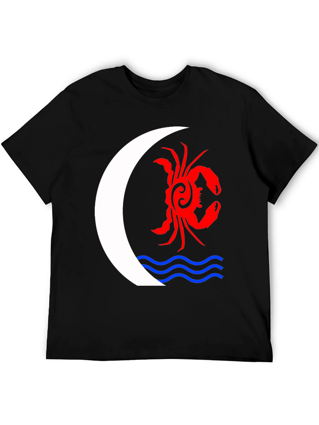 Black Tribal Crab Moon T-Shirt - Unique Graphic Tee view 5