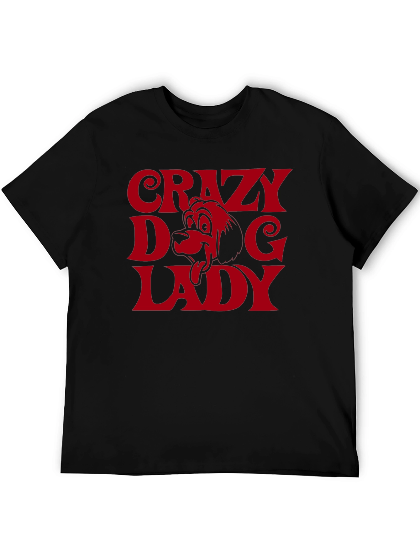 Black Crazy Dog Lady Graphic Tee - Novelty T-Shirt view 5