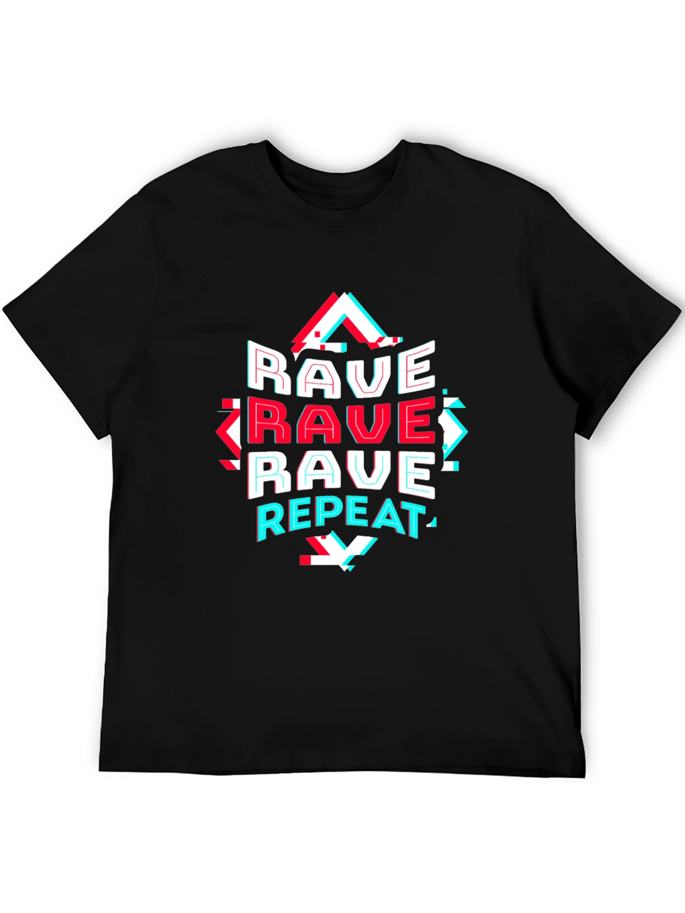 Black Rave Repeat Graphic Tee - EDM Festival Shirt view 5