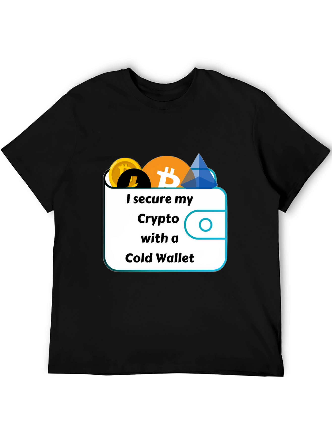 Black Secure Crypto Cold Wallet T-Shirt view 5
