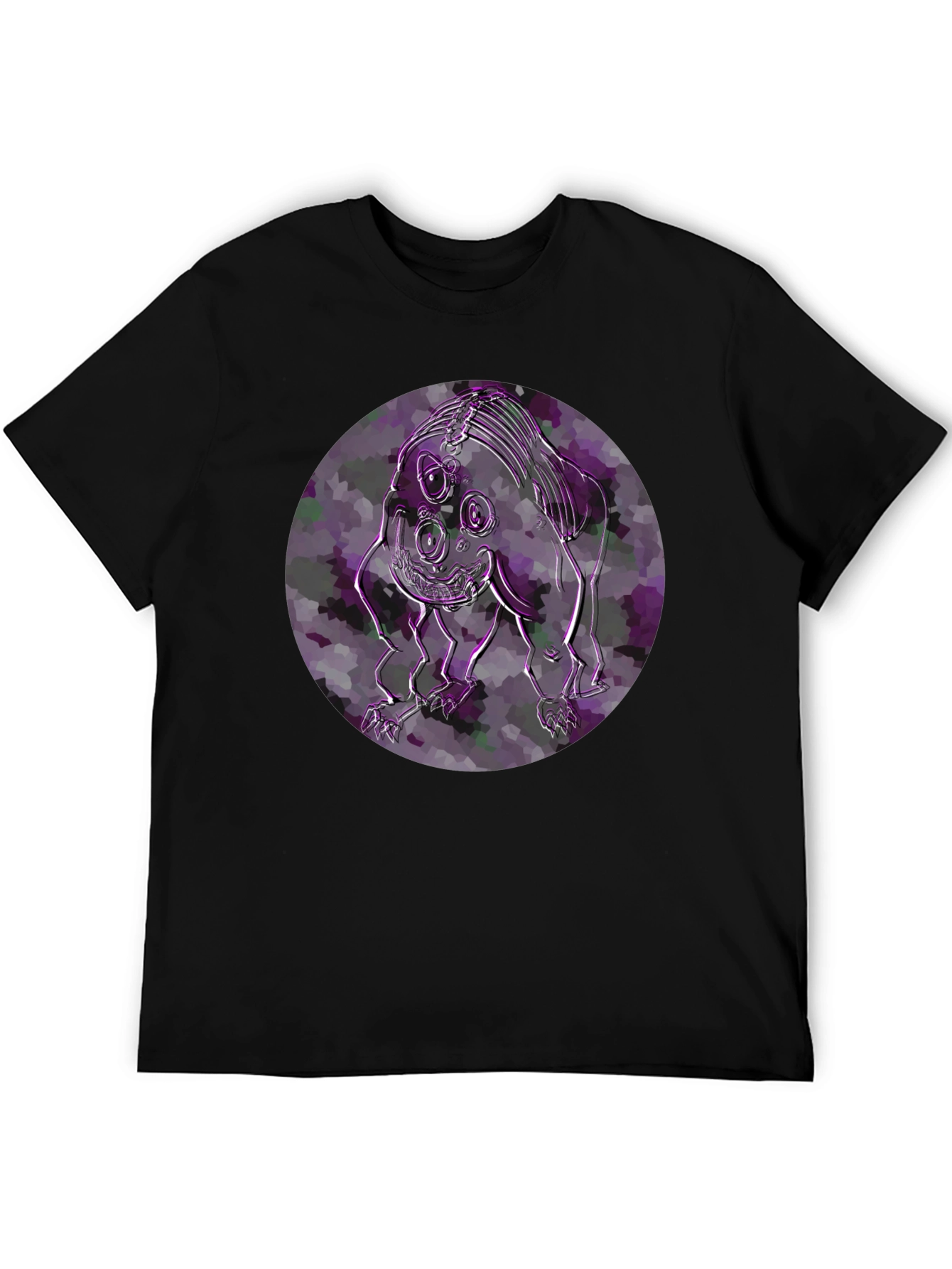 Black Abstract Creature Graphic T-Shirt - Modern Art Tee view 5