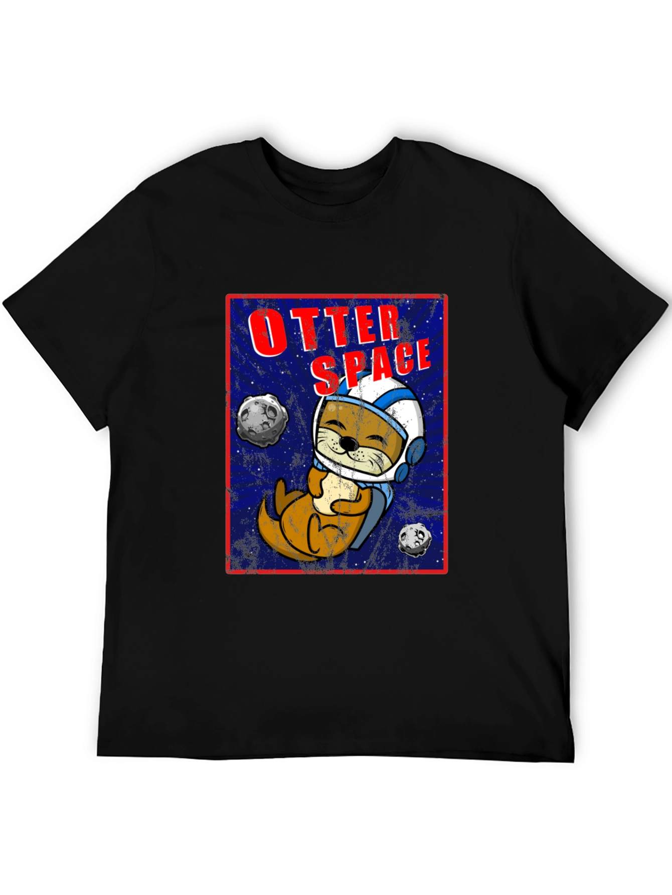 Black Otter Space Graphic T-Shirt - Funny Animal Tee view 5