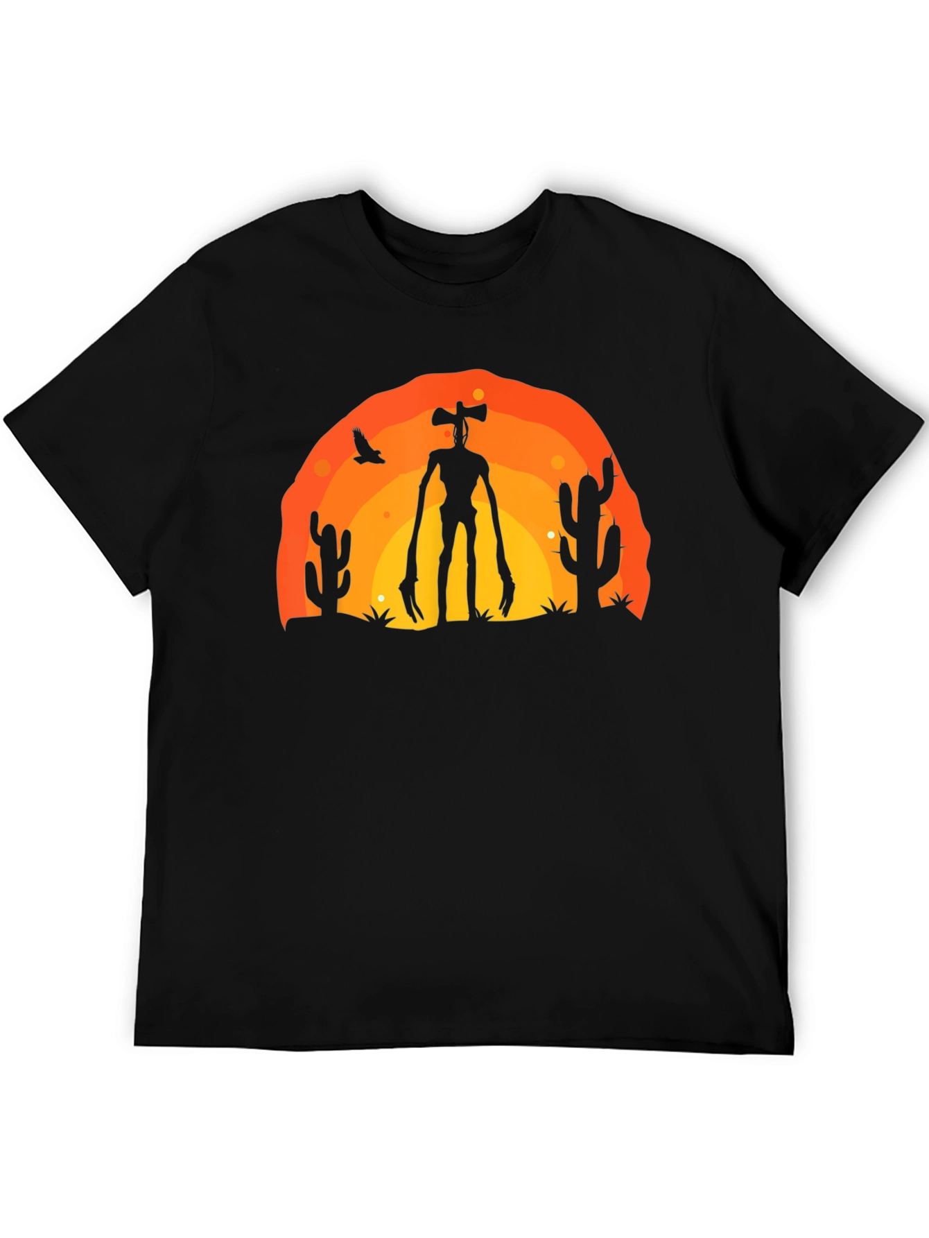 Black Siren Head Desert Graphic T-Shirt view 5