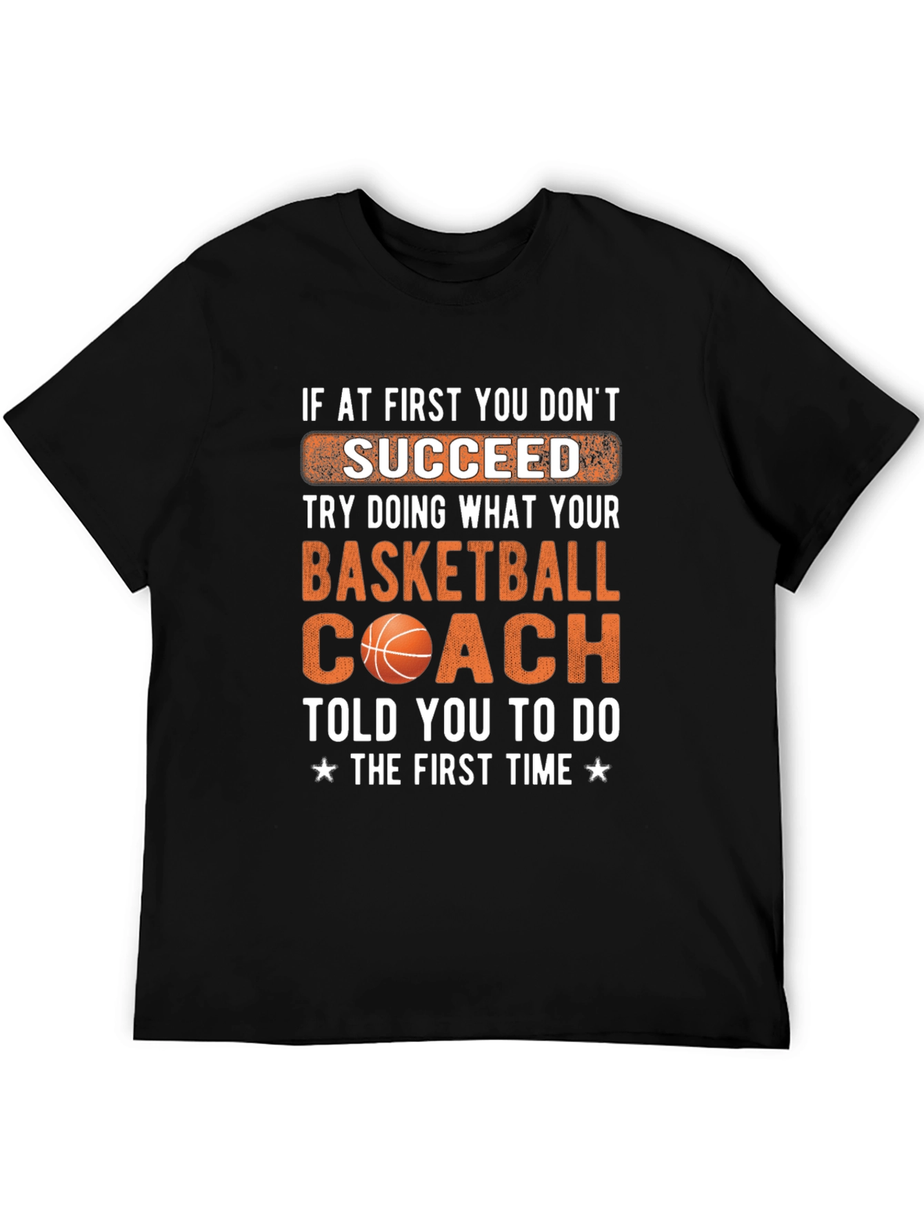 Black Basketball Coach T-Shirt - Succeed Graphic Tee view 5