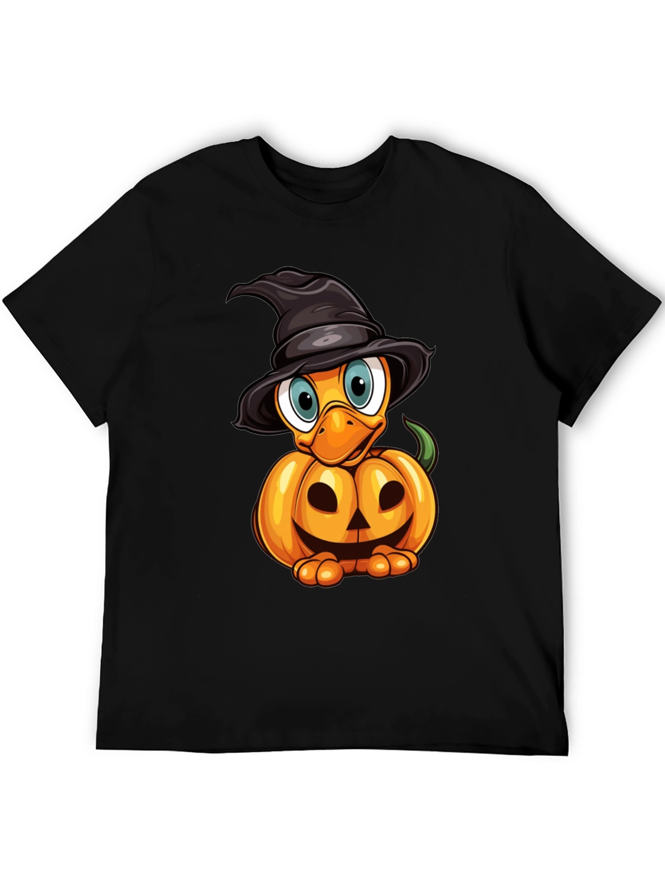 Black Halloween Pumpkin Duckling T-Shirt view 5