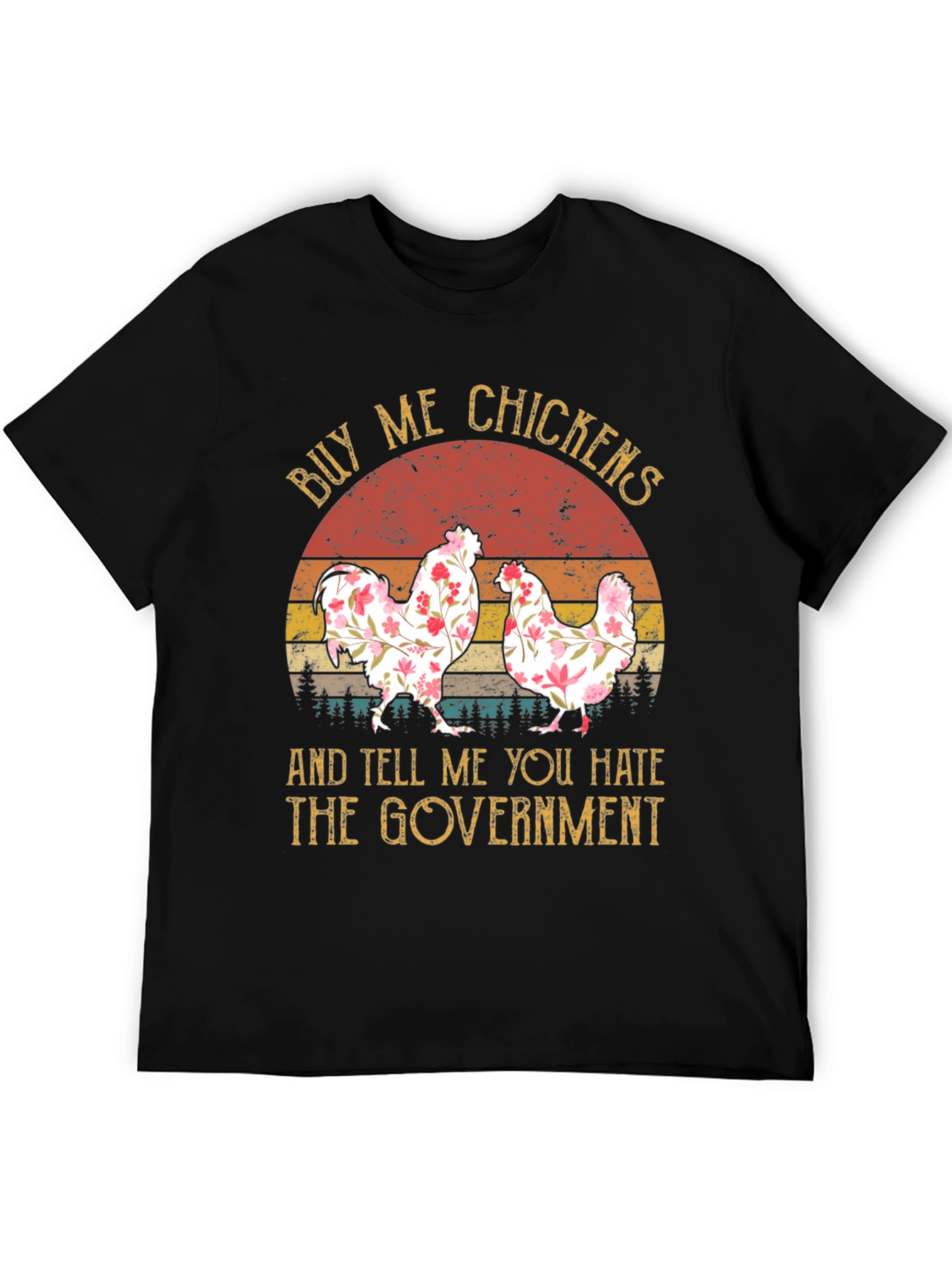 Black Buy Me Chickens Funny Graphic Tee view 5