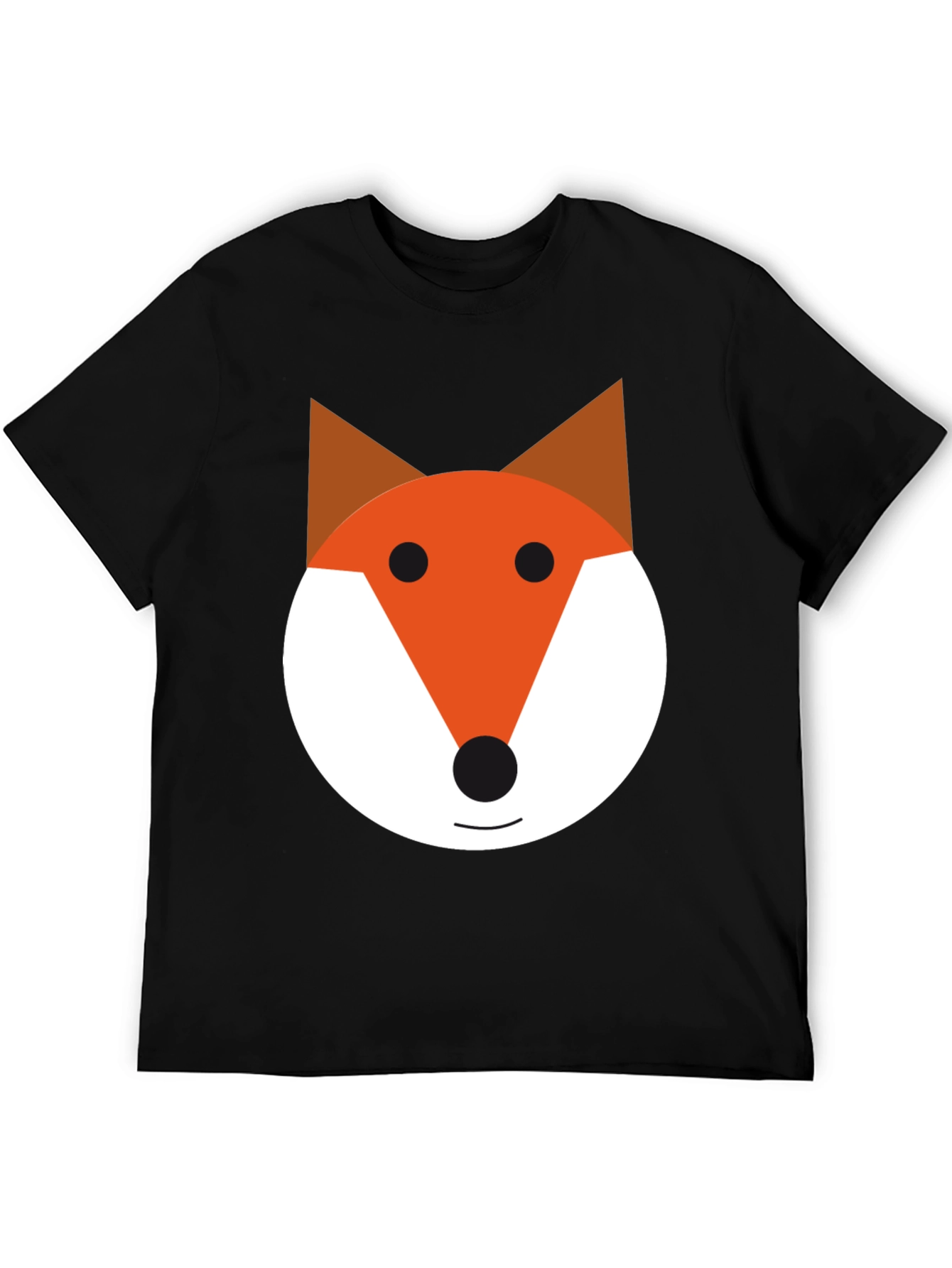 Black Fox Face Graphic Tee - Black Cotton Blend Shirt view 5