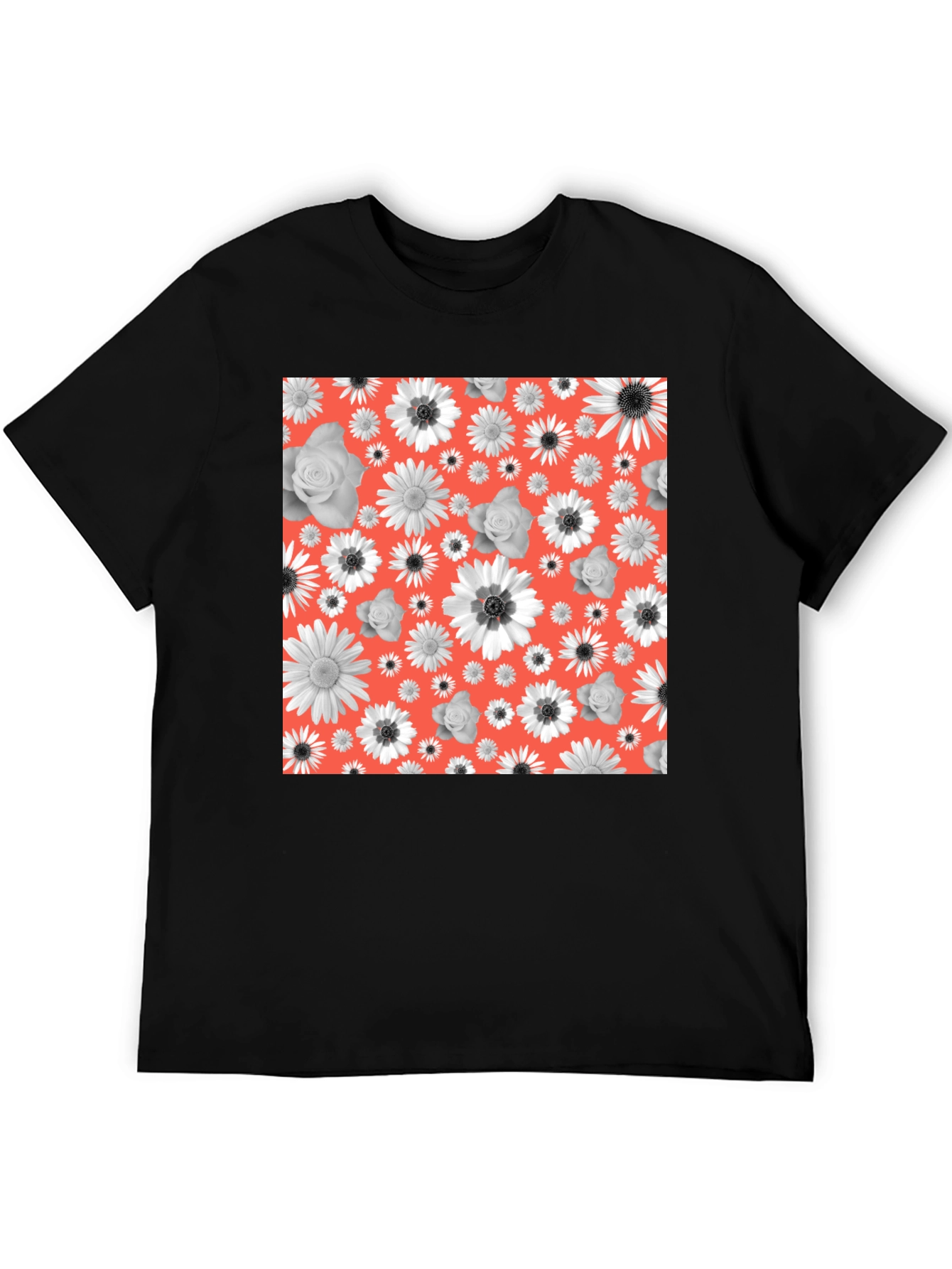 Black Floral Patterned T-Shirt view 5