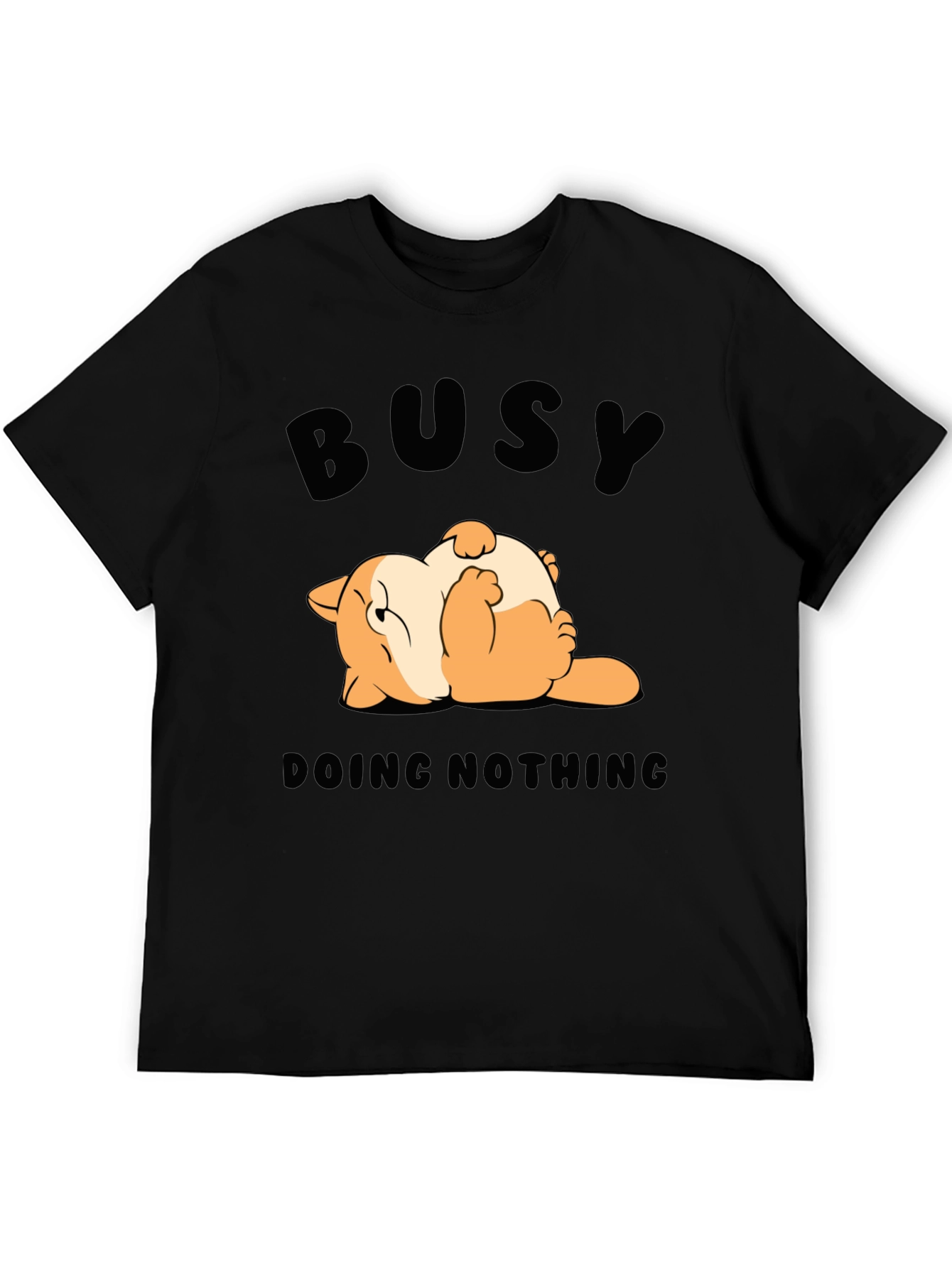 Black Busy Doing Nothing T-Shirt Funny Cat Design view 5