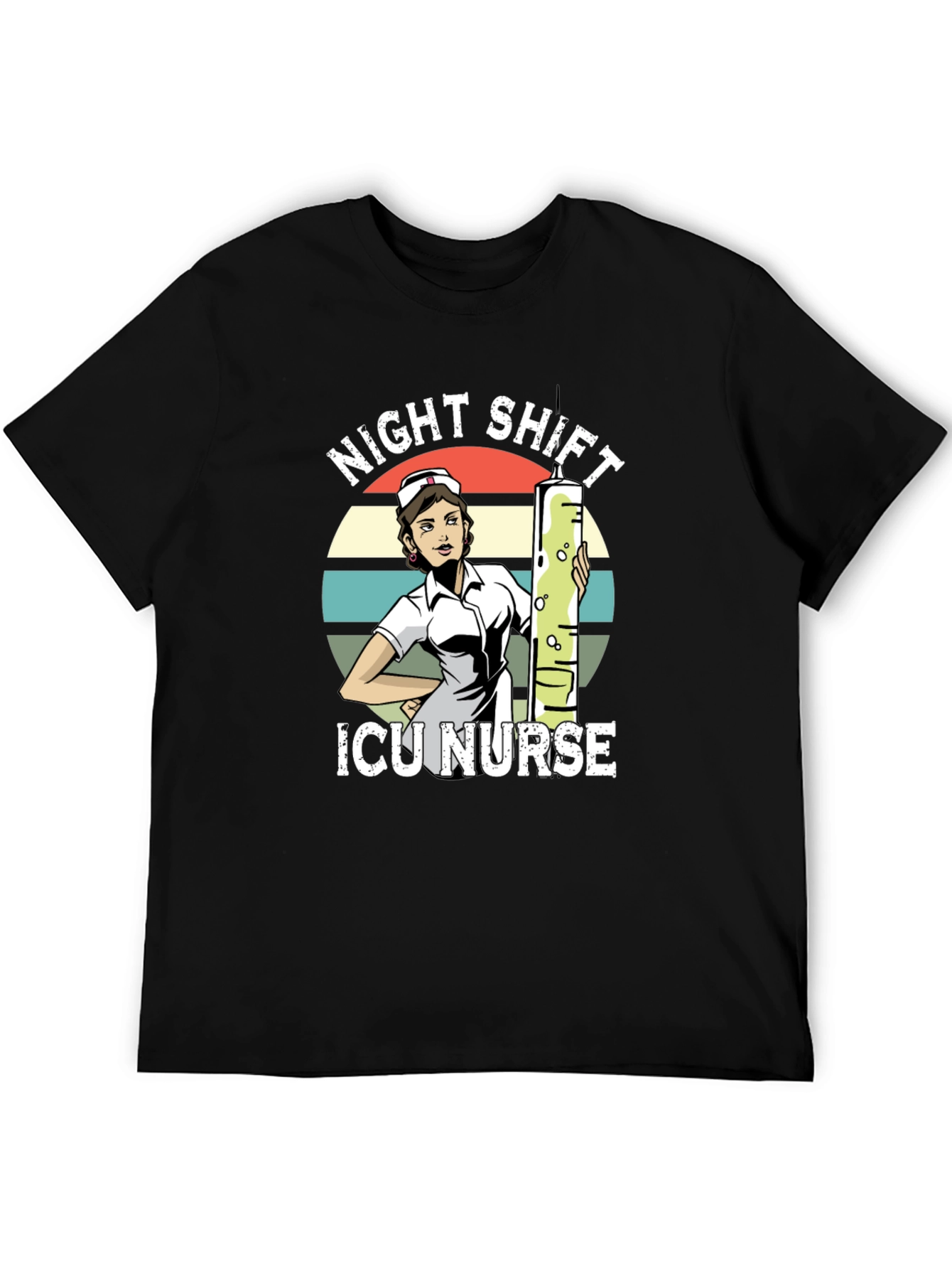 Black Night Shift ICU Nurse Graphic T-Shirt view 5