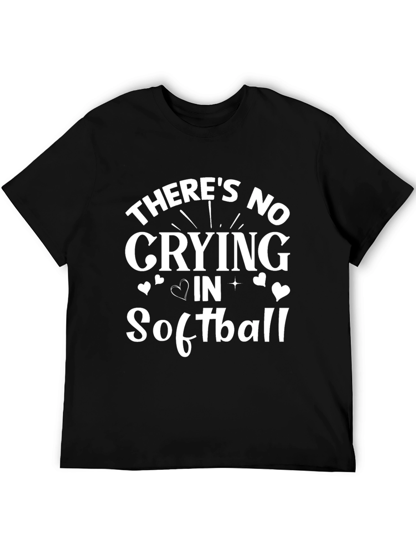 Black There's No Crying in Softball T-Shirt view 5