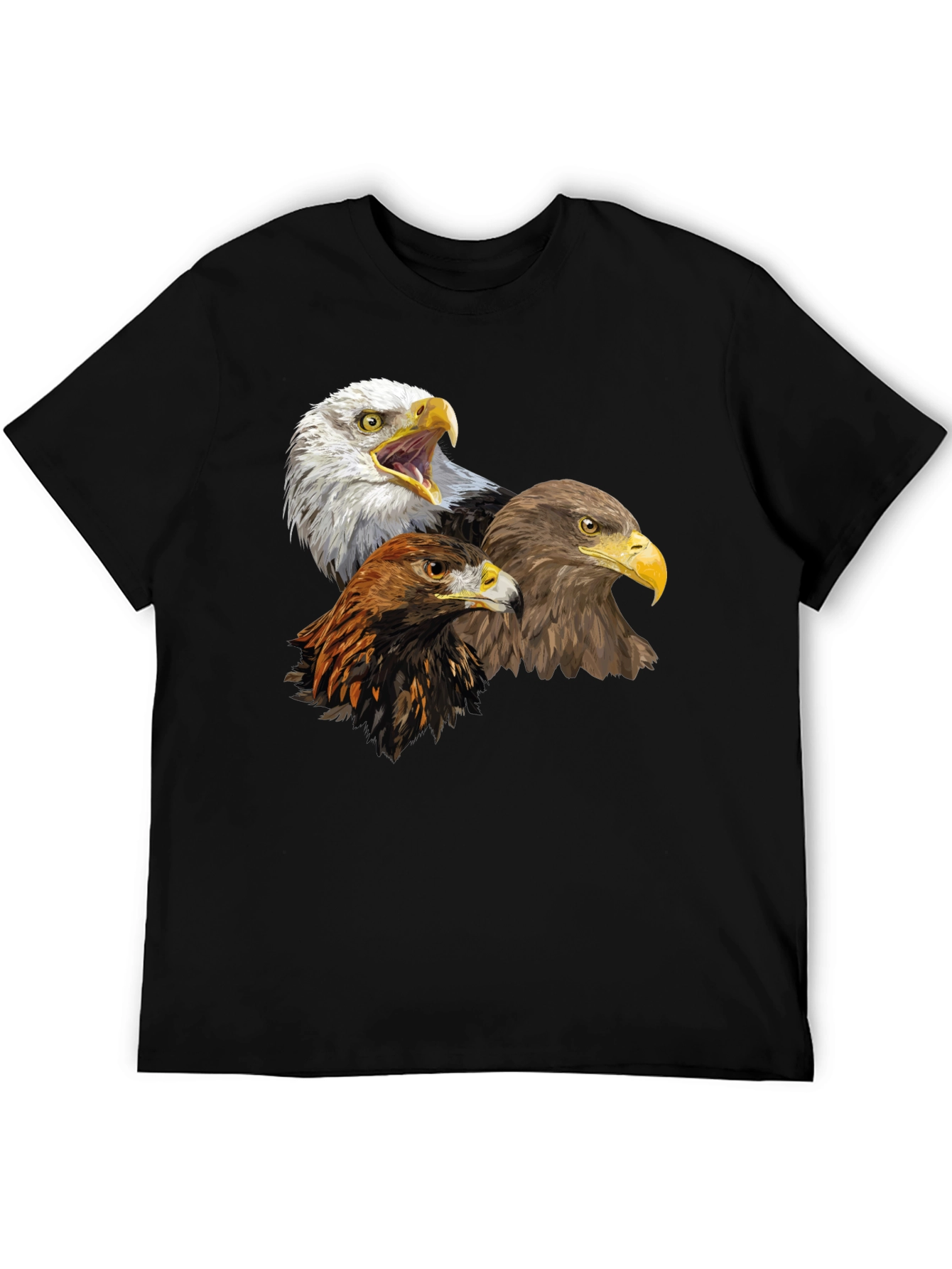 Black Eagle Trio Graphic Tee - Black Cotton Shirt view 5