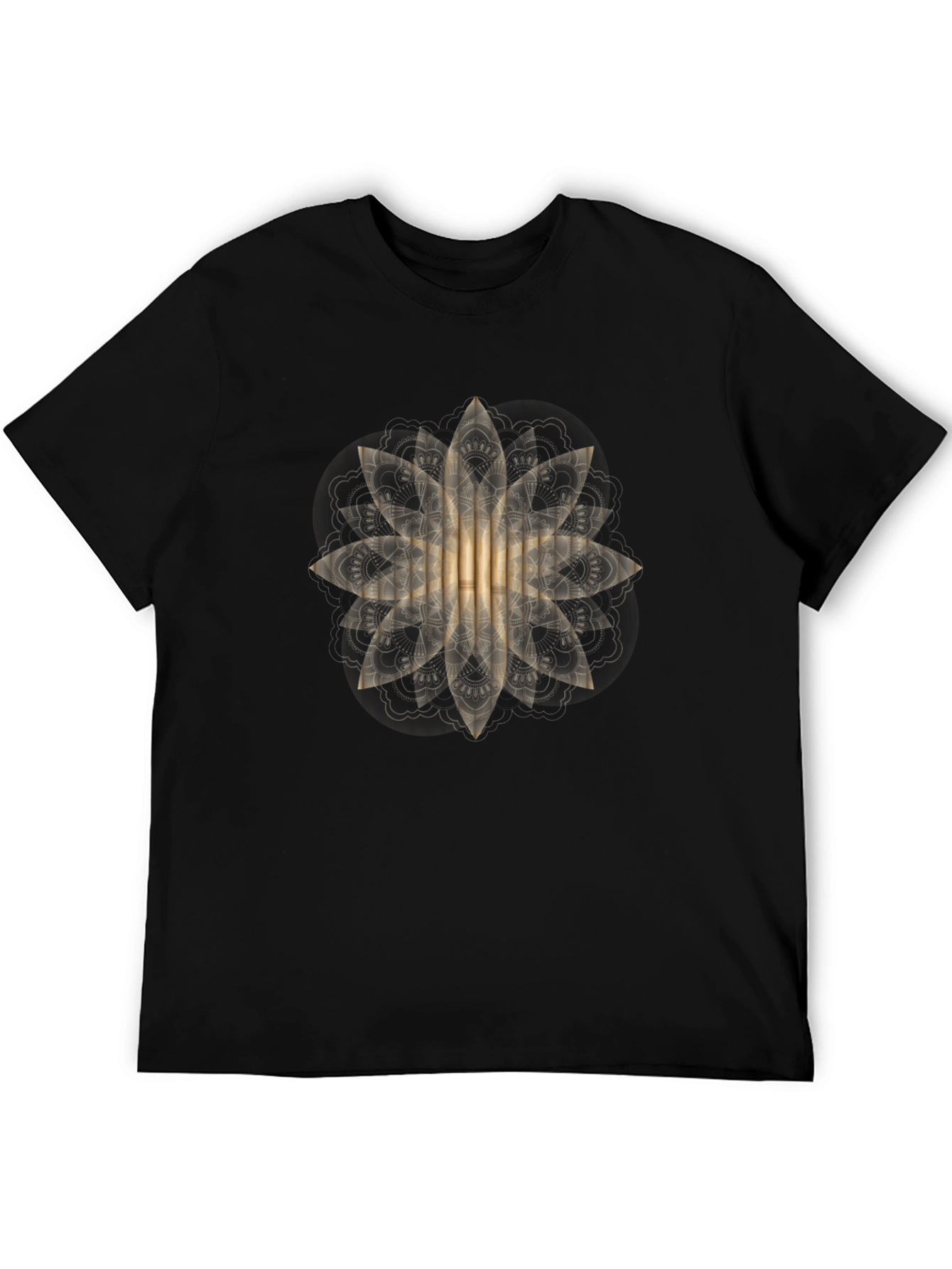 Black Golden Mandala Graphic Black T-Shirt view 5