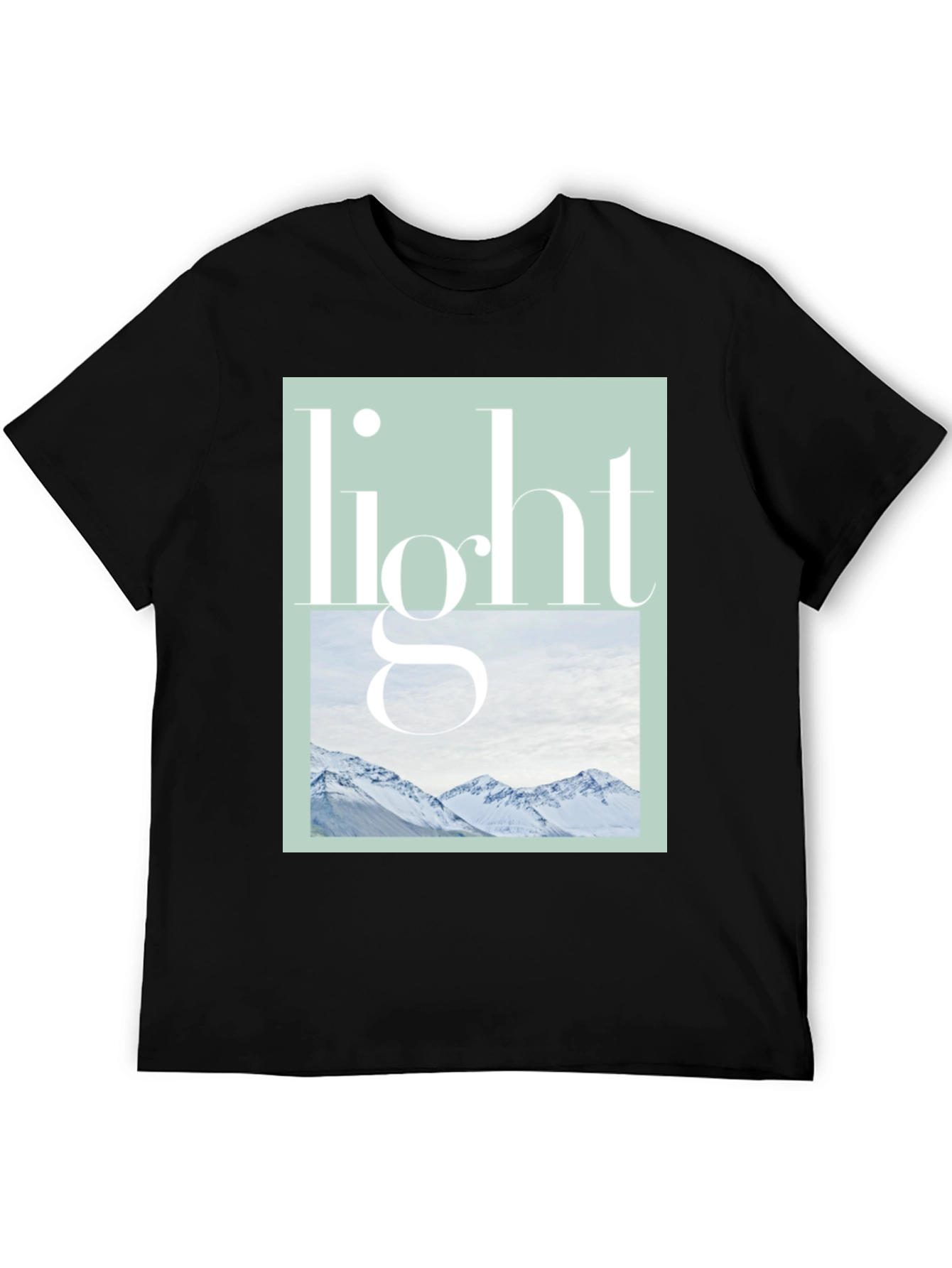 Black Modern "Light" Graphic Print Black T-Shirt view 5