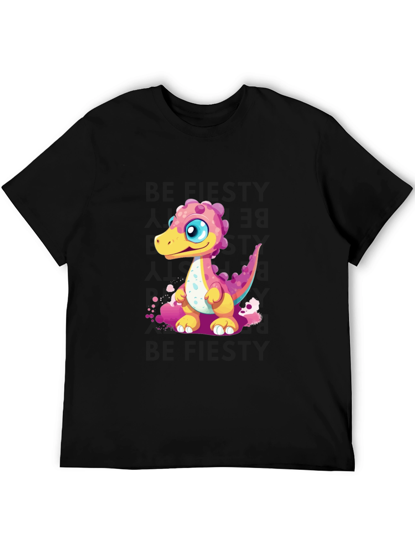 Black Cute Dino Graphic Tee - Black Unisex T-Shirt view 5