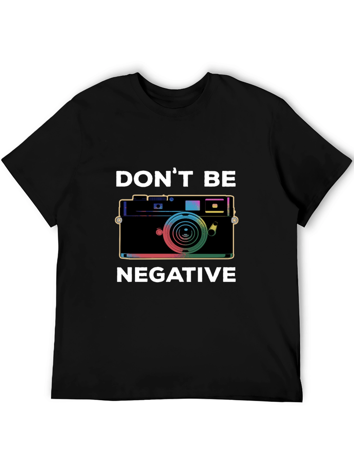 Black Don't Be Negative Camera Graphic T-Shirt view 5