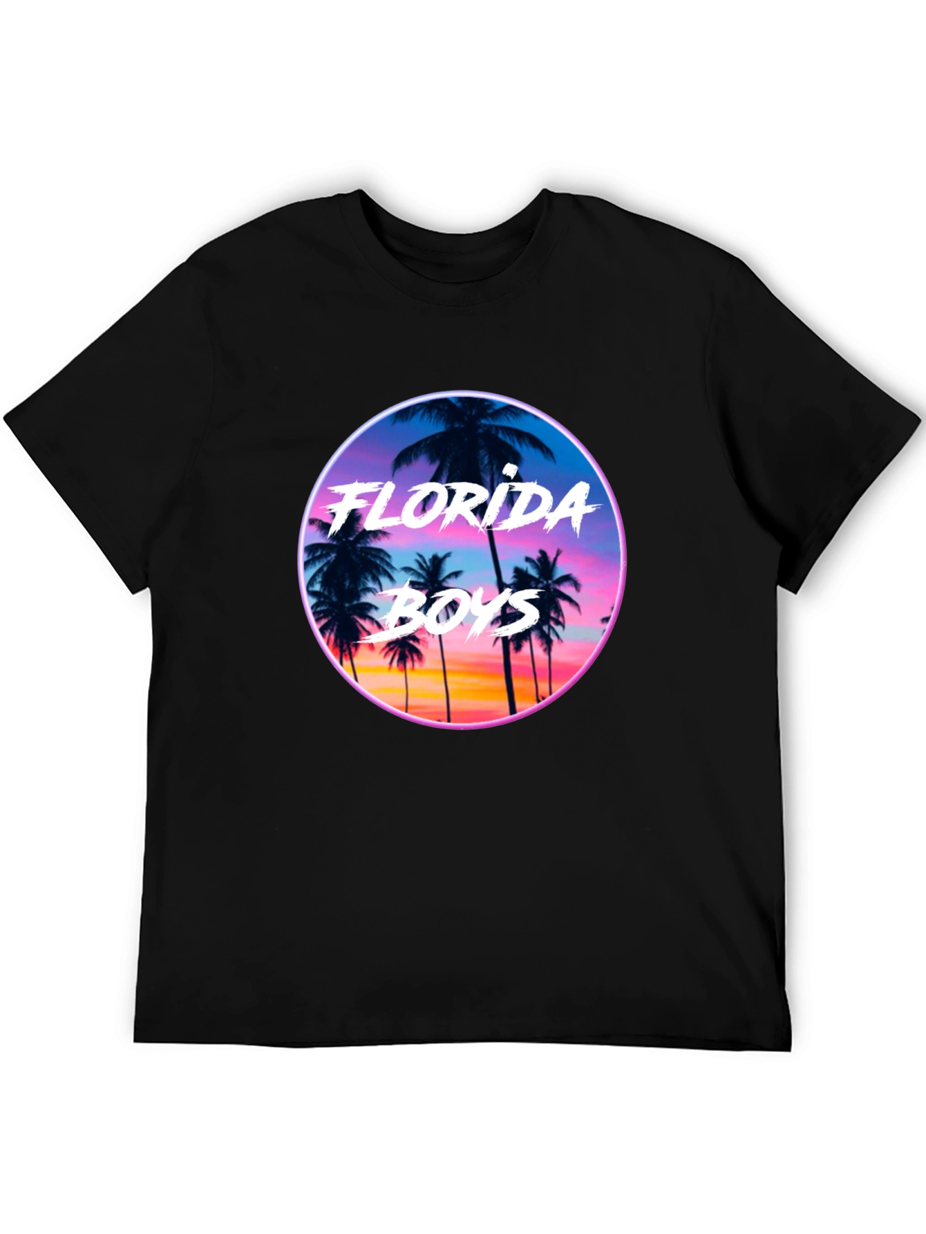 Black Florida Boys Sunset T-Shirt - Retro Palm Tree Tee view 5
