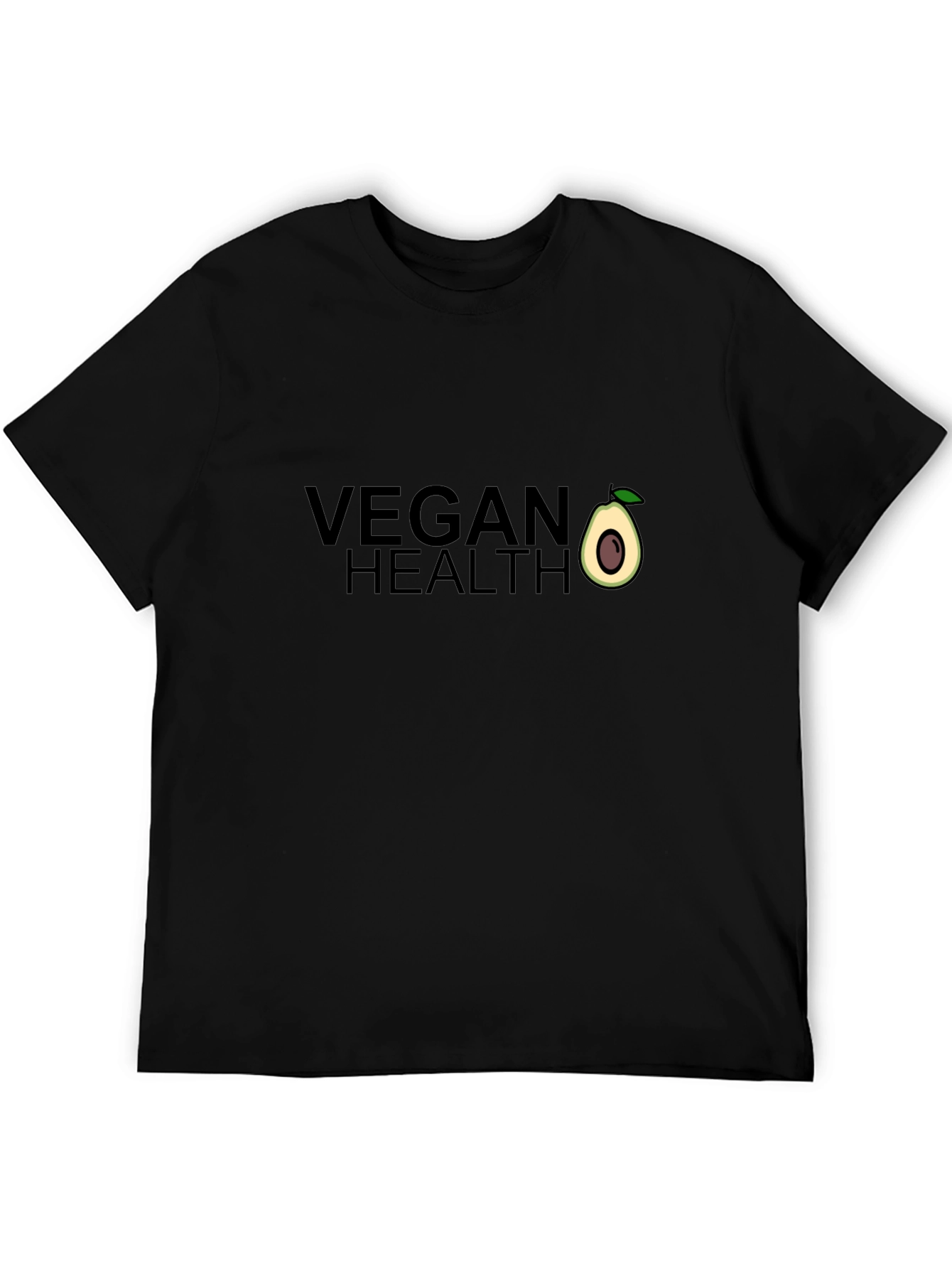 Black Vegan Health Graphic Black T-Shirt view 5