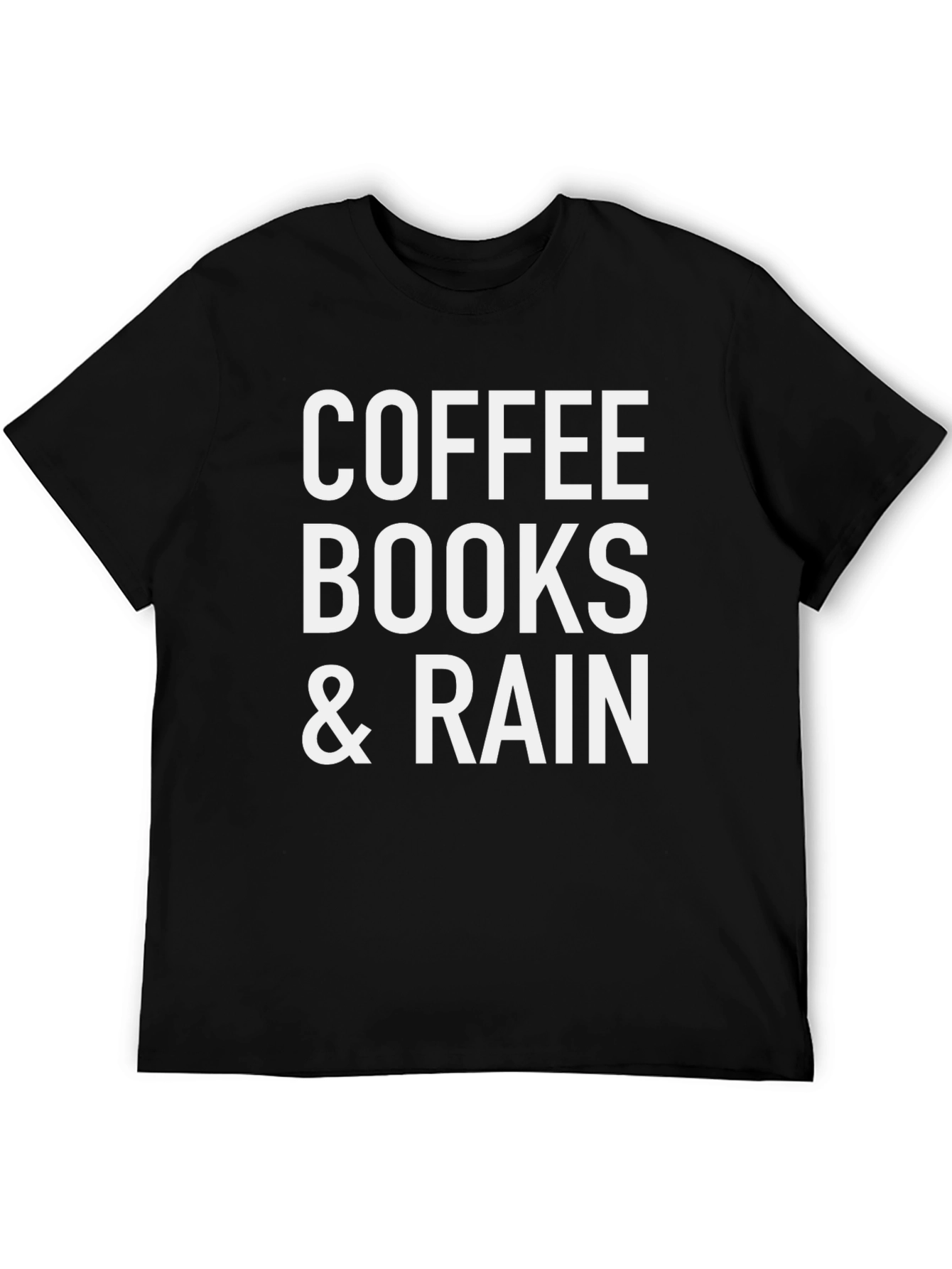 Black Coffee, Books & Rain T-Shirt - Black Cotton Blend view 5