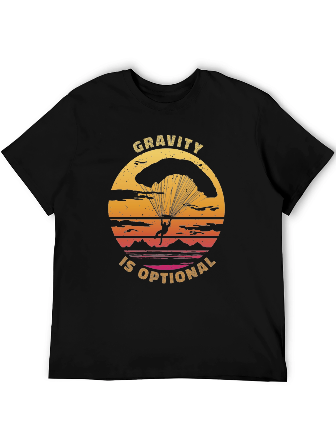 Black Gravity is Optional T-Shirt - Parachute Design view 5