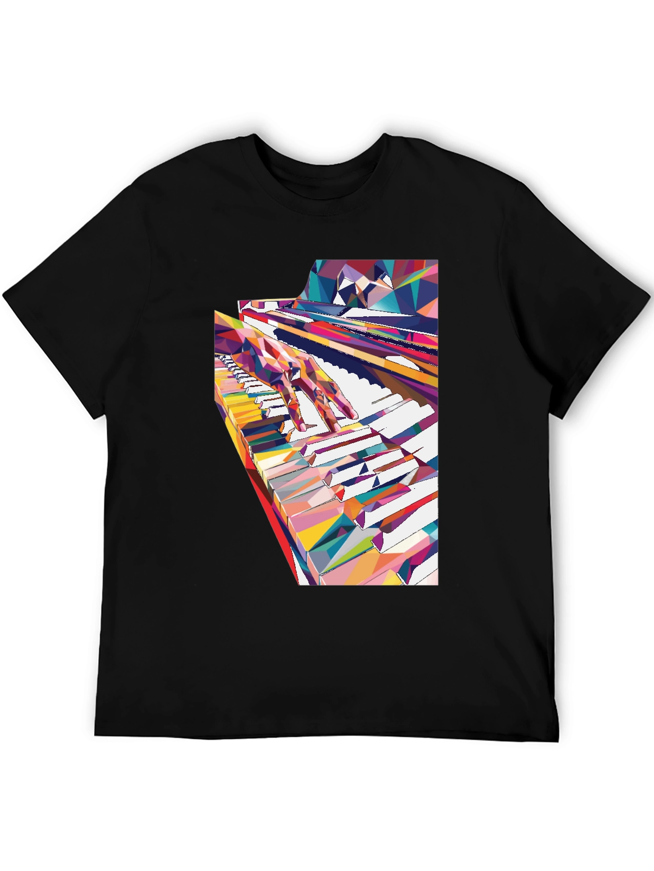 Black Abstract Piano Keys Graphic Tee - Music Lover Shirt view 5