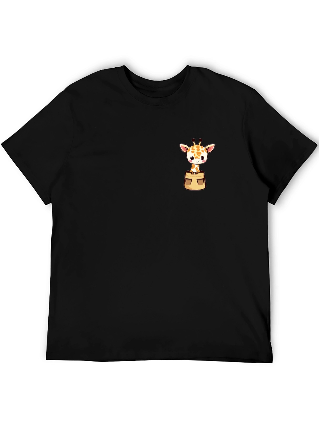 Black Giraffe Pocket T-Shirt - Cute Animal Tee view 5