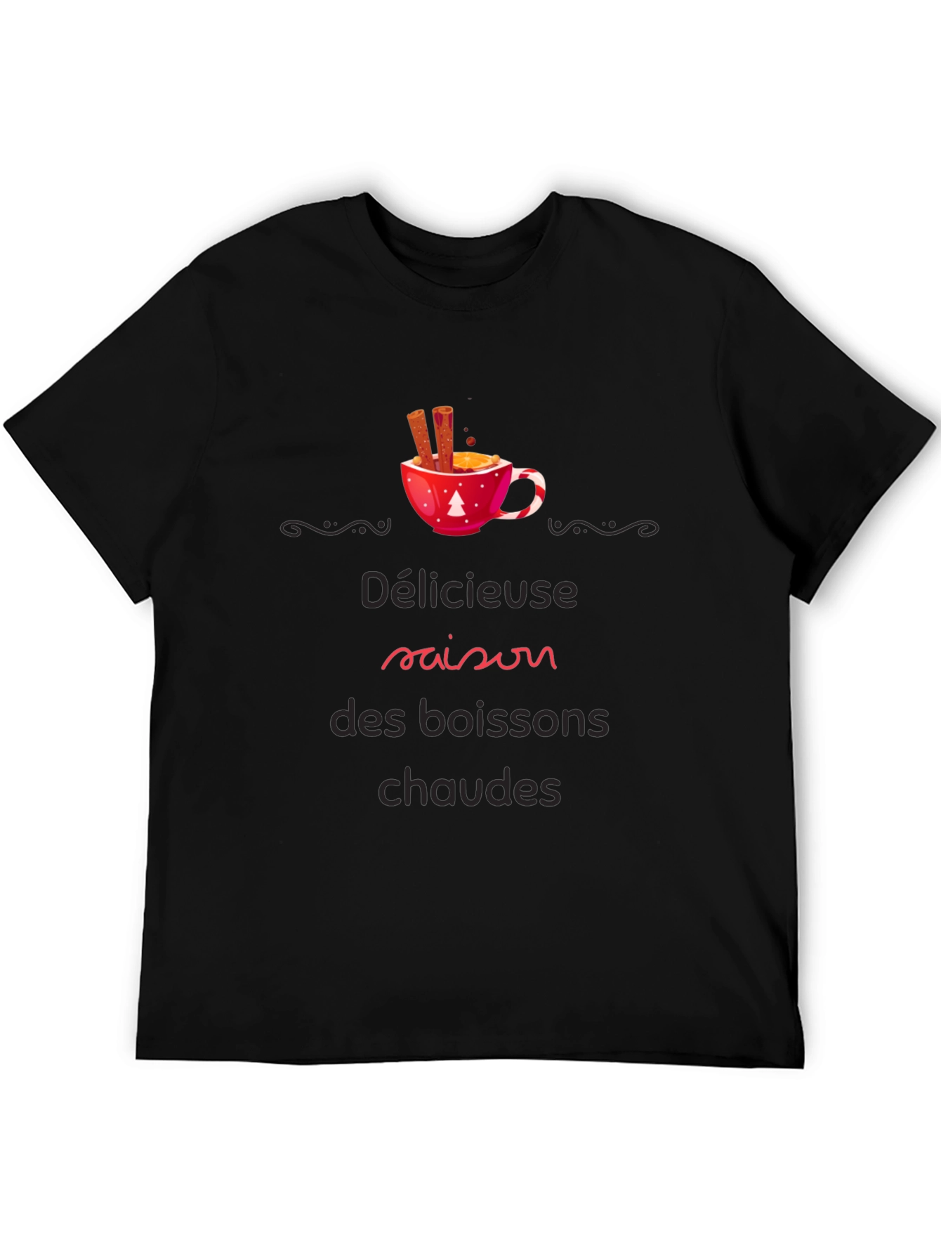 Black Festive Hot Drinks Season Black T-Shirt view 5