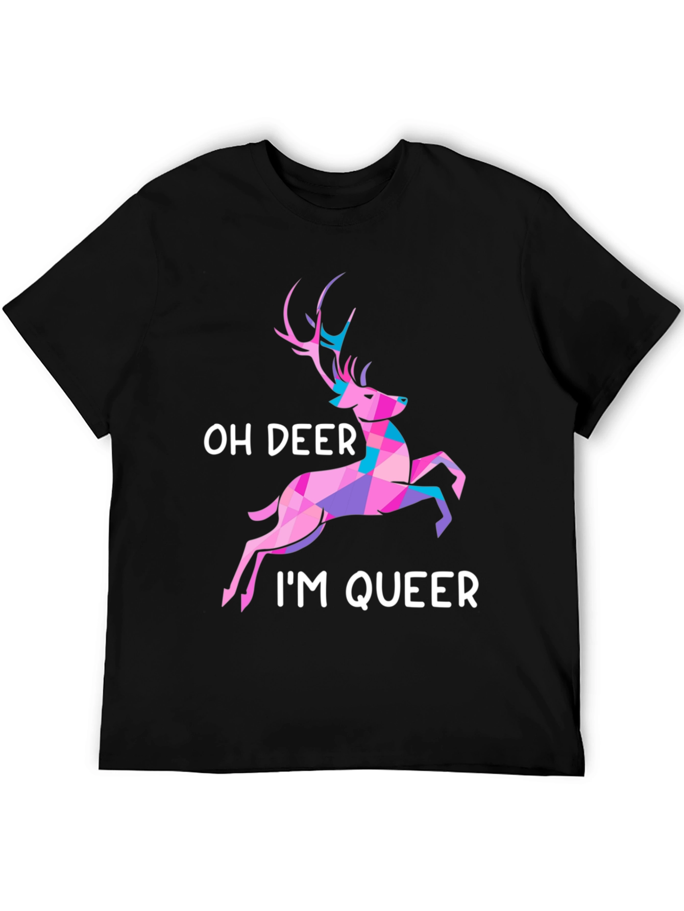 Black Oh Deer I'm Queer T-Shirt view 5