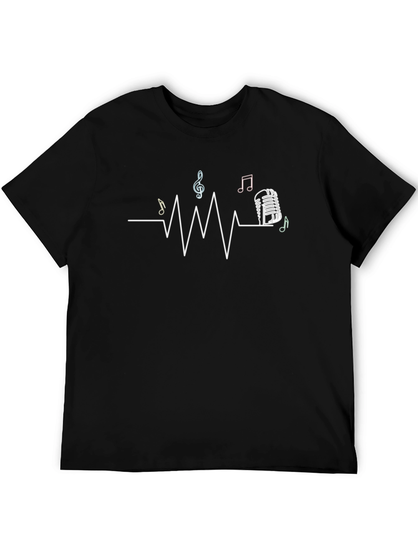 Black Music Heartbeat Graphic Black T-Shirt view 5