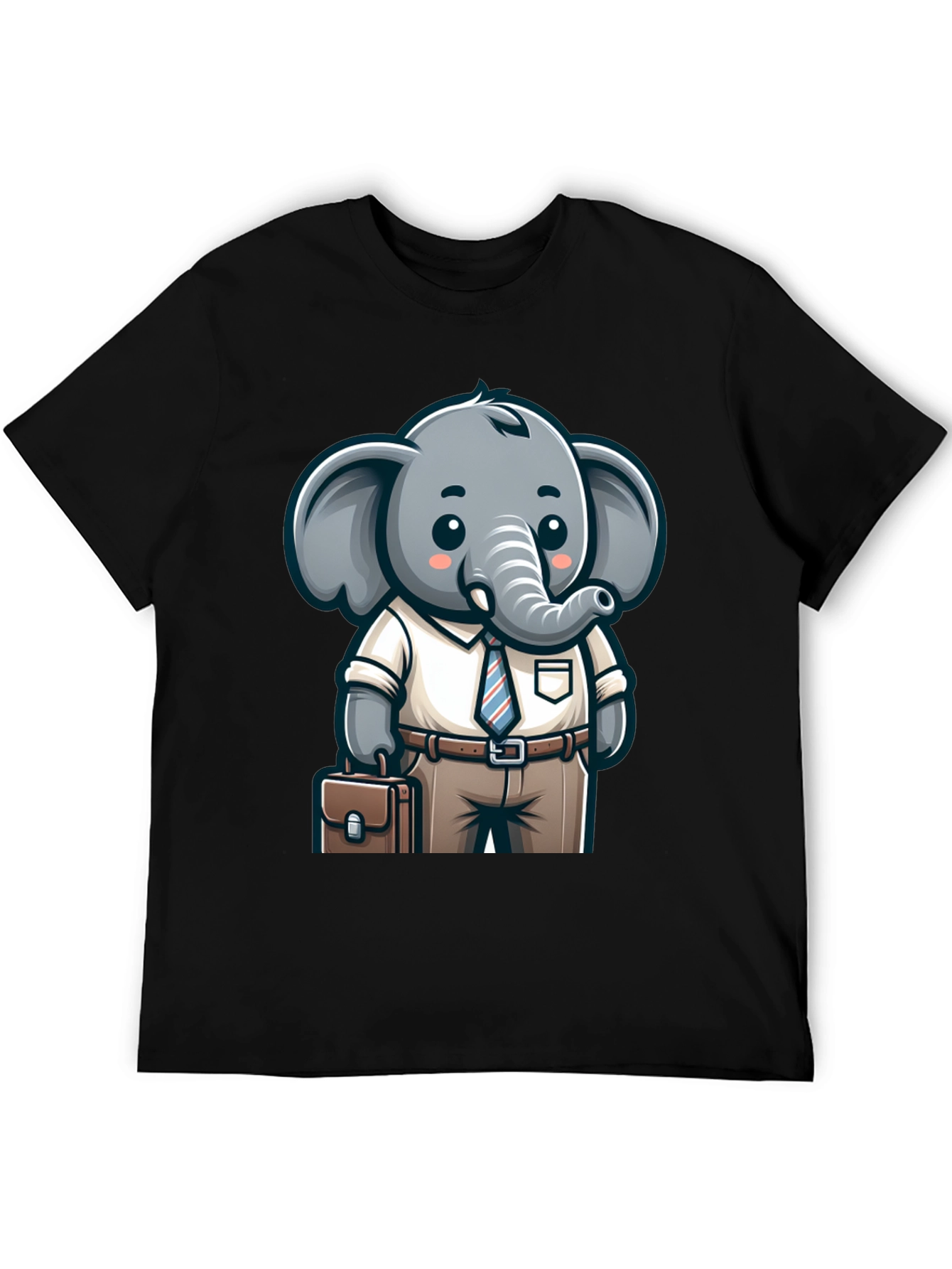 Black Cartoon Elephant Businessman Graphic Tee view 5