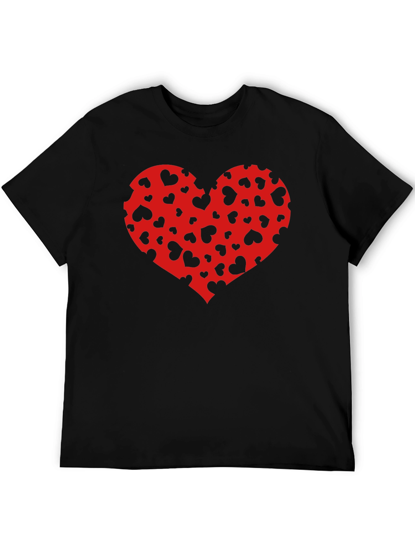 Black Heart Pattern Black T-Shirt view 5