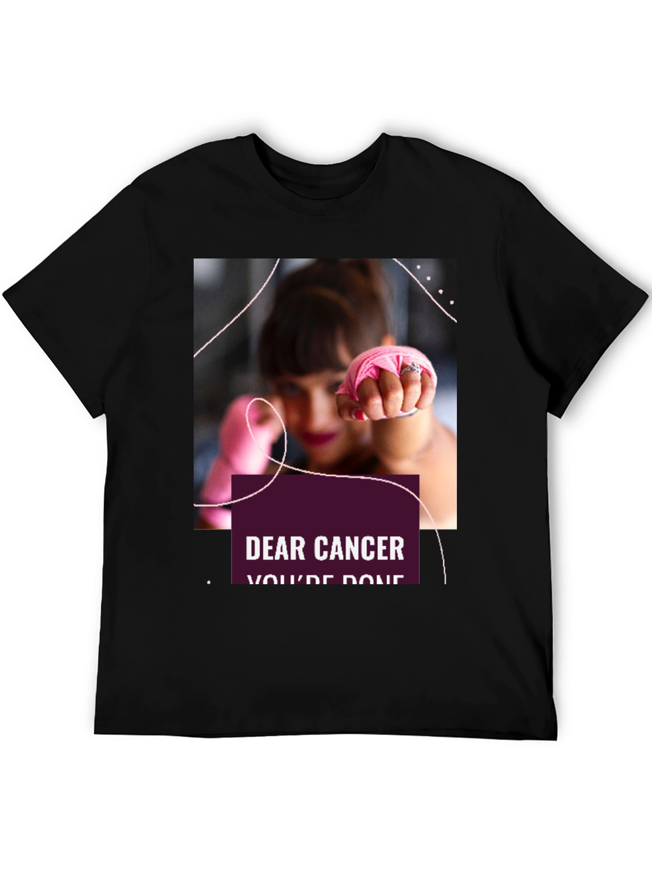 Black Dear Cancer, You're Done Black T-Shirt view 5