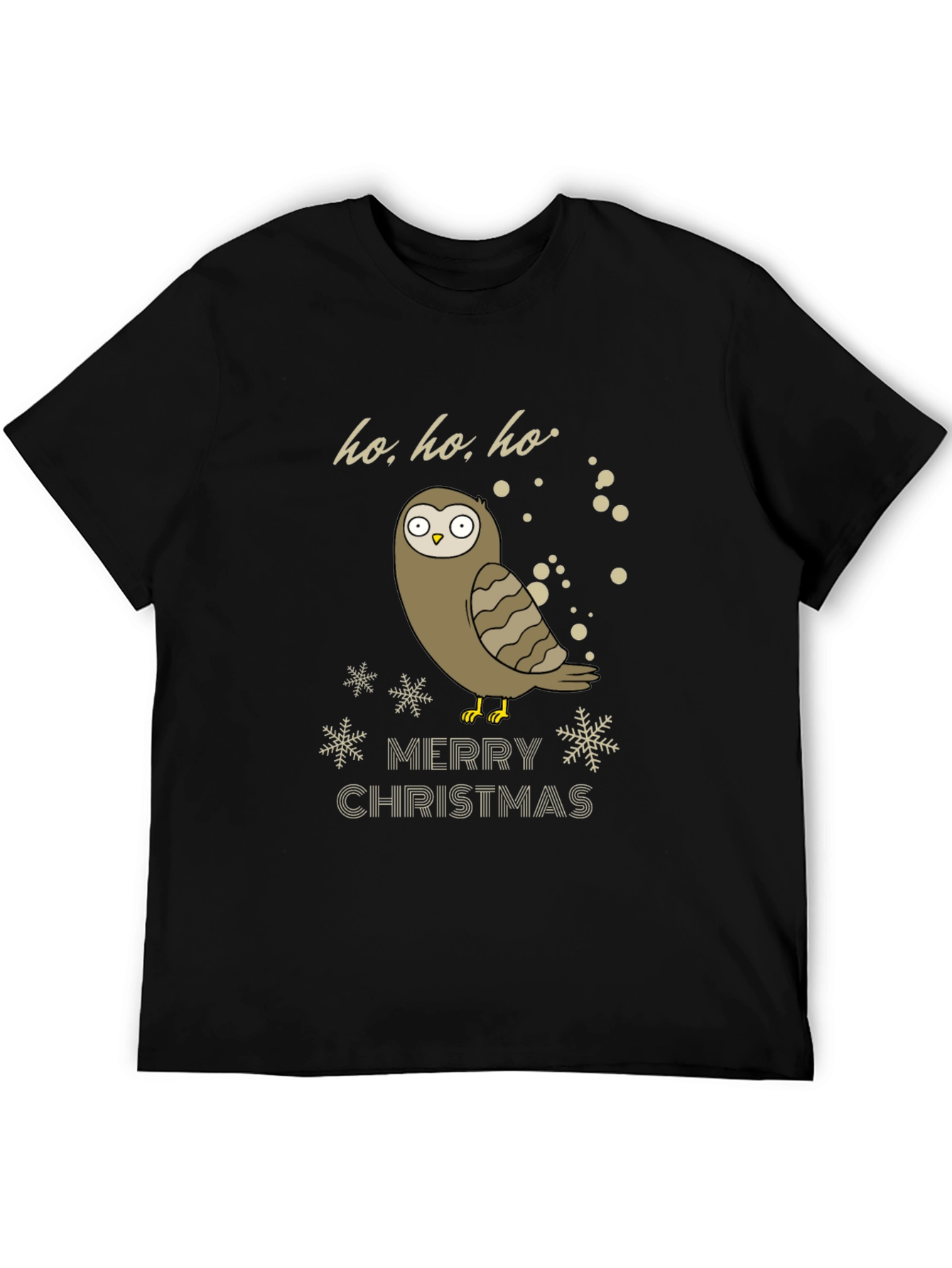 Black Owl Merry Christmas Graphic T-Shirt - Holiday Tee view 5
