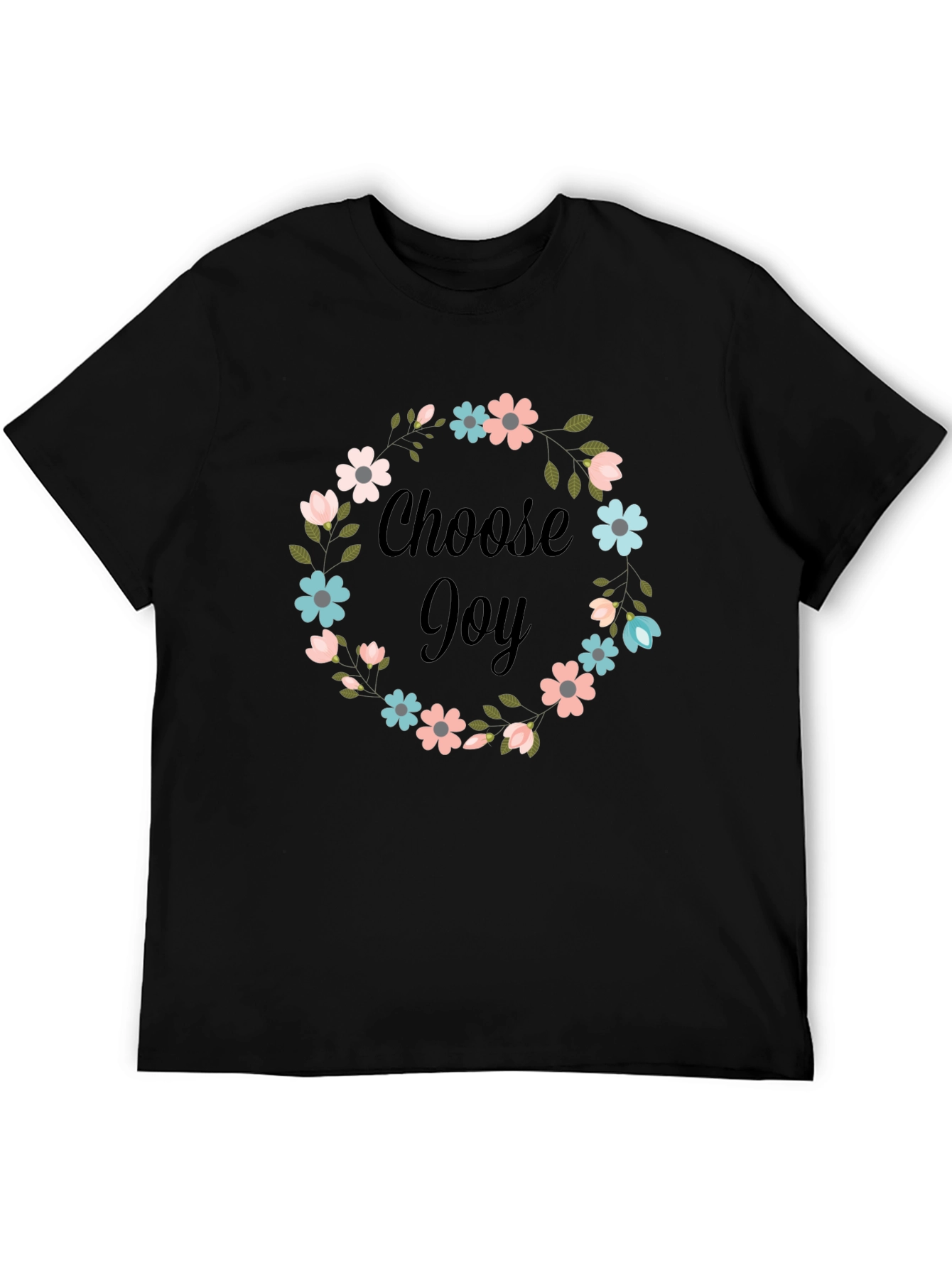 Black Choose Joy Floral Graphic T-Shirt view 5