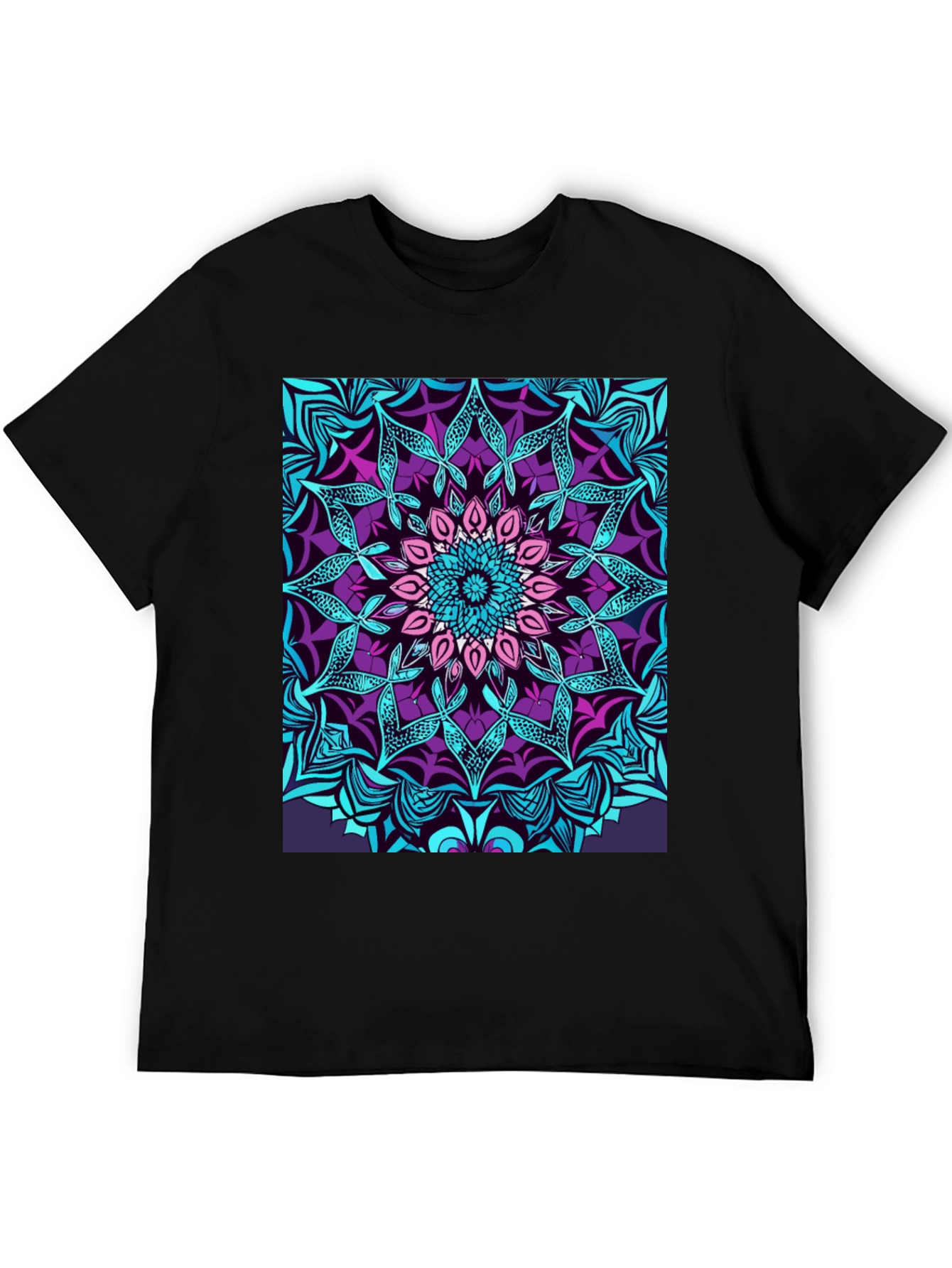 Black Vibrant Mandala Graphic Tee view 5