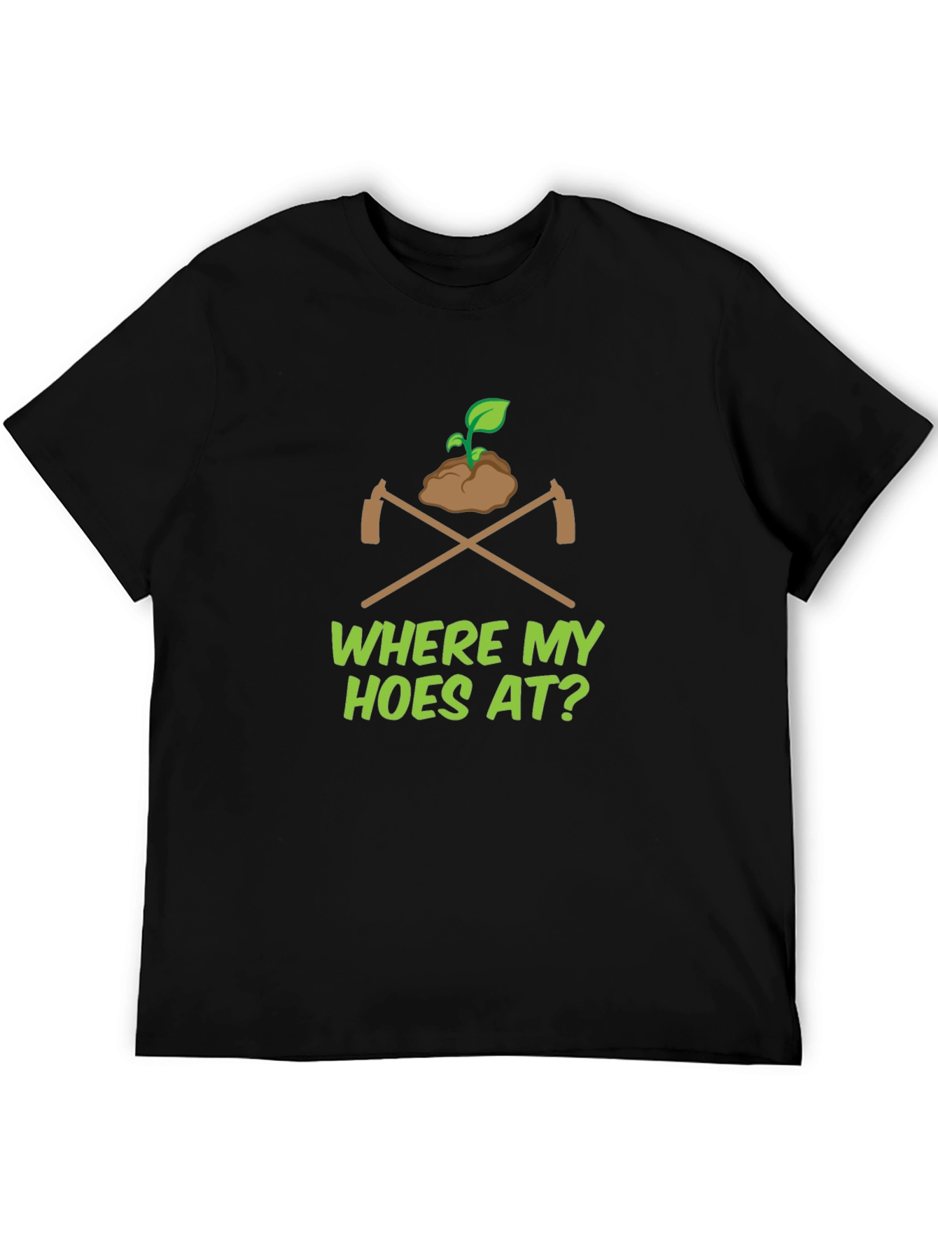 Black "Where My Hoes At?" Black Graphic Tee view 5