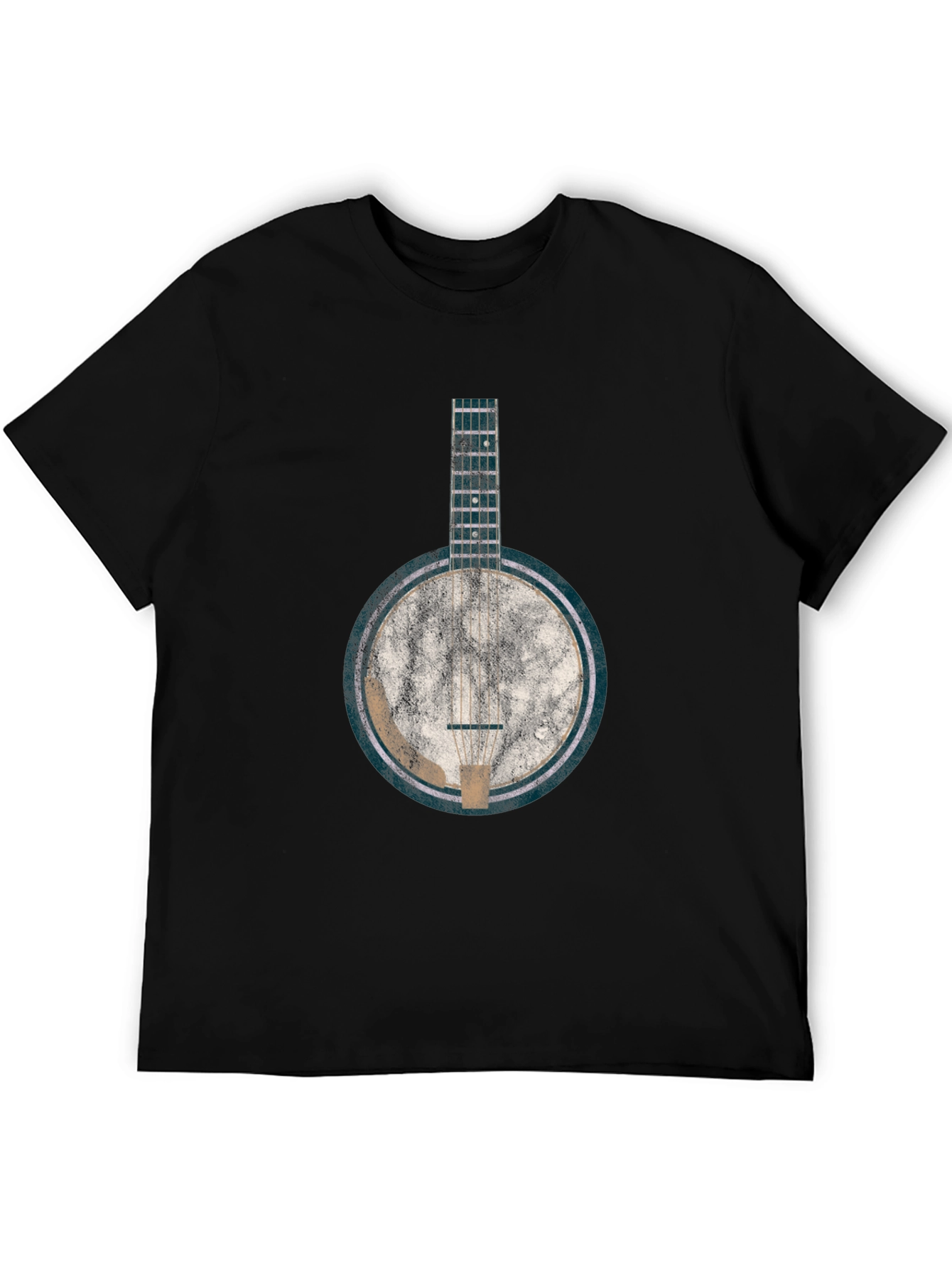 Black Vintage Banjo Graphic Tee - Black Cotton Blend T-Shirt view 5