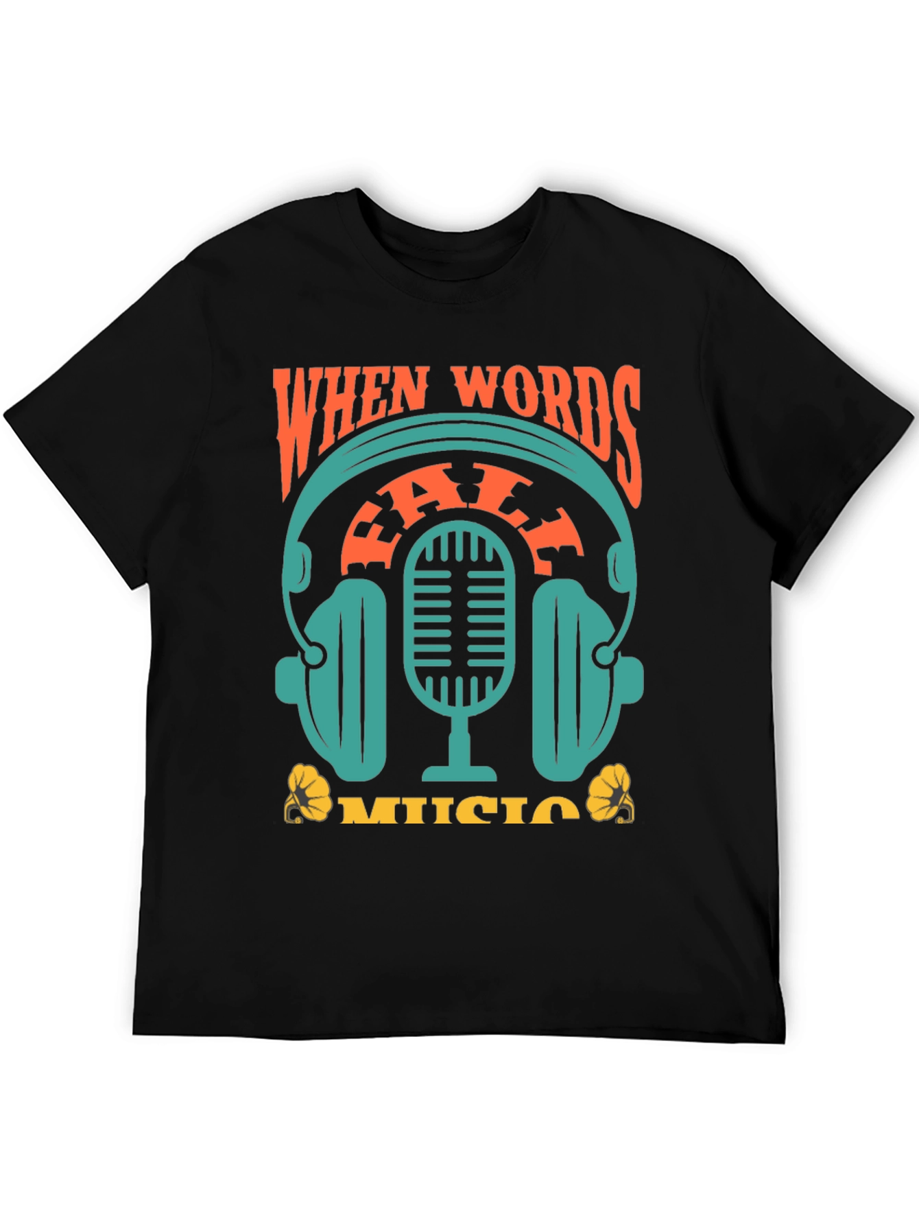 Black When Words Fail Music T-Shirt view 5