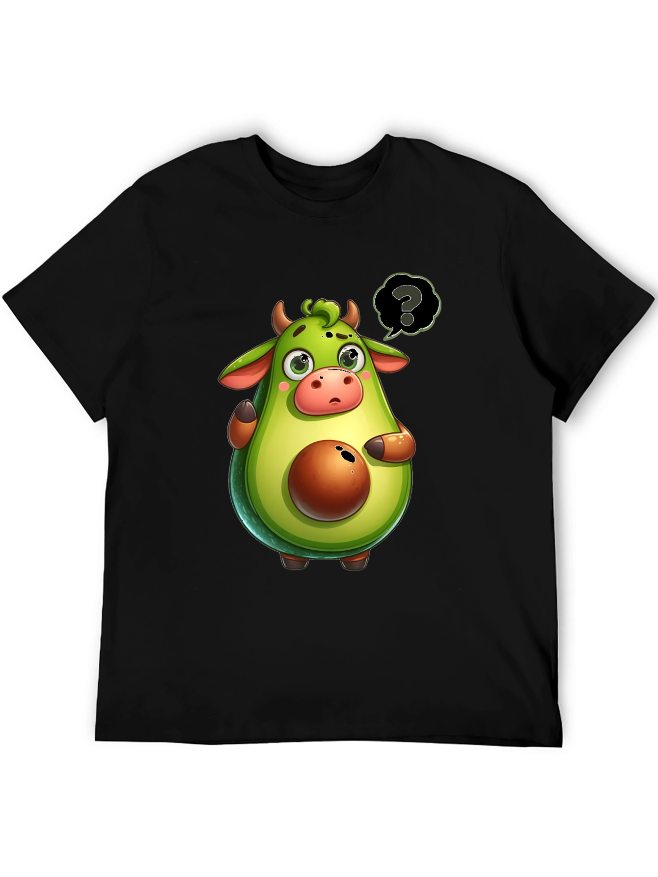 Black Avocado Cow Cartoon T-Shirt - Unique & Funny! view 5