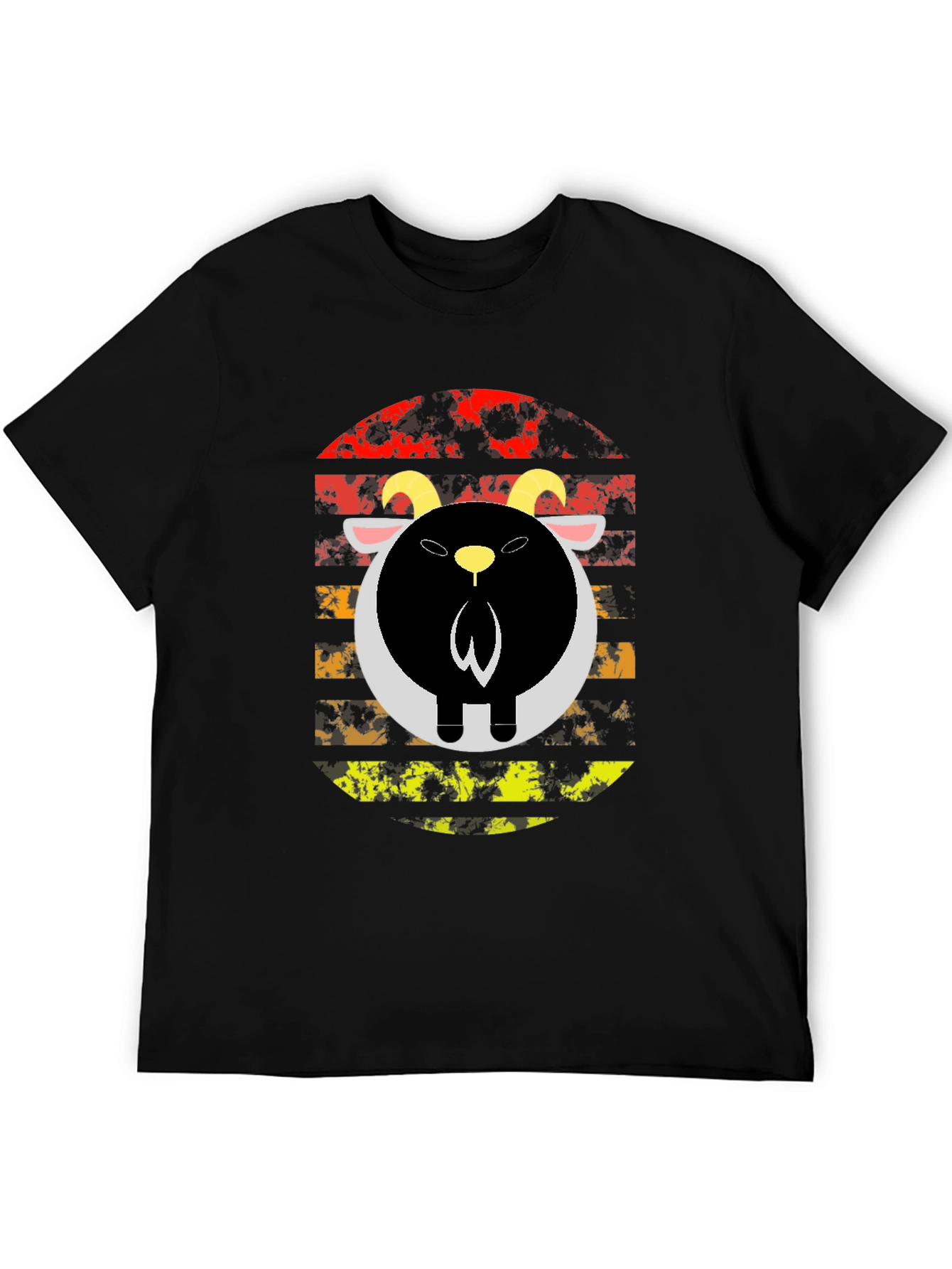 Black Goat Graphic Tee - Retro Style Black T-Shirt view 5