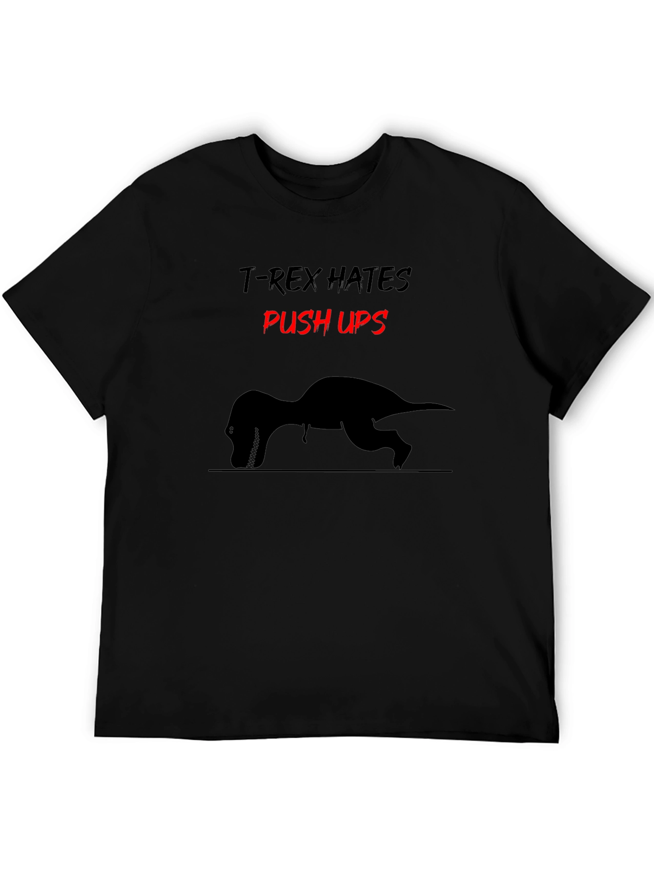 Black T-Rex Hates Push Ups Graphic Tee - Black Cotton view 5