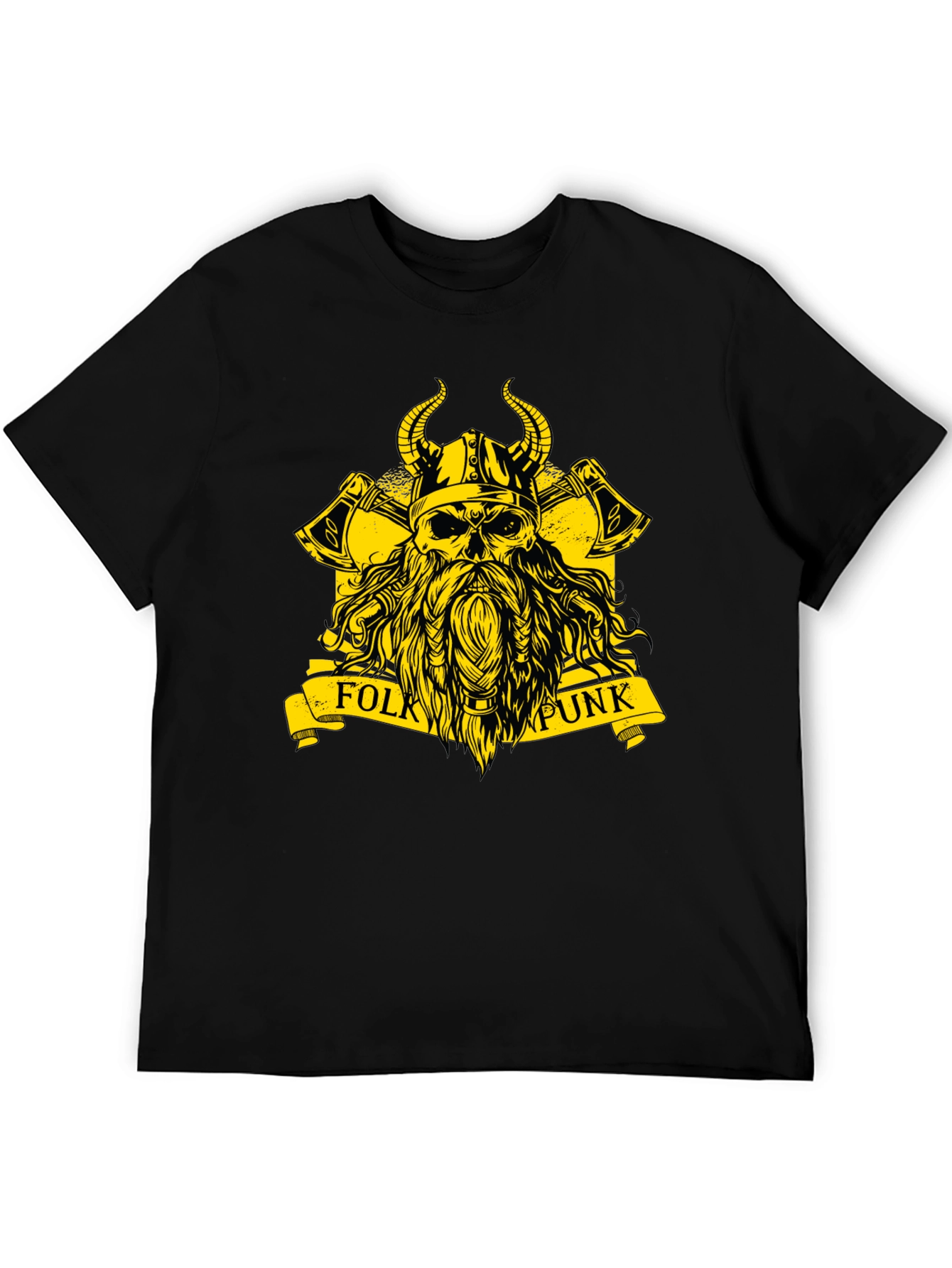 Black Folk Punk Viking Skull T-Shirt view 5