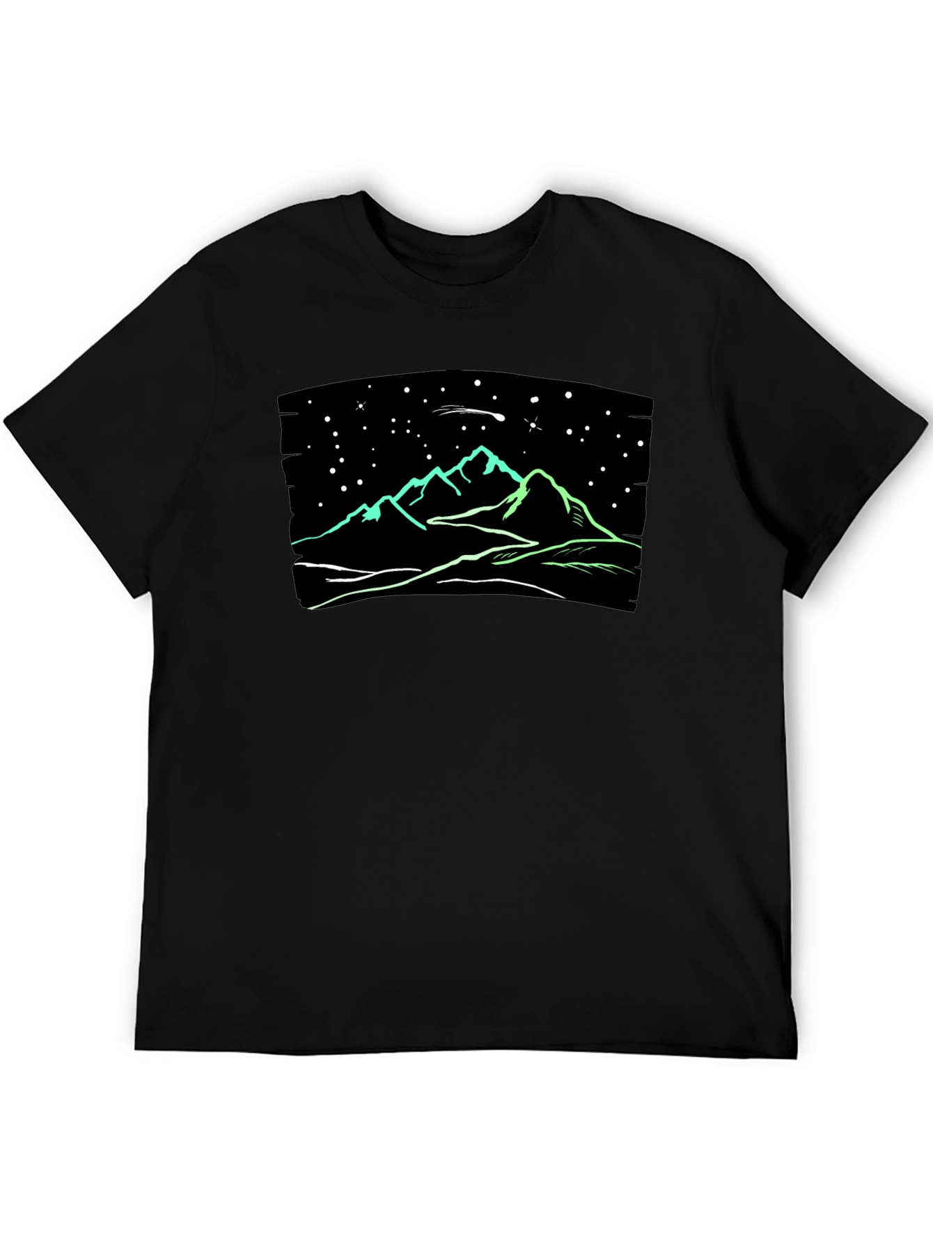 Black Night Sky Mountain T-Shirt - Glow in the Dark view 5