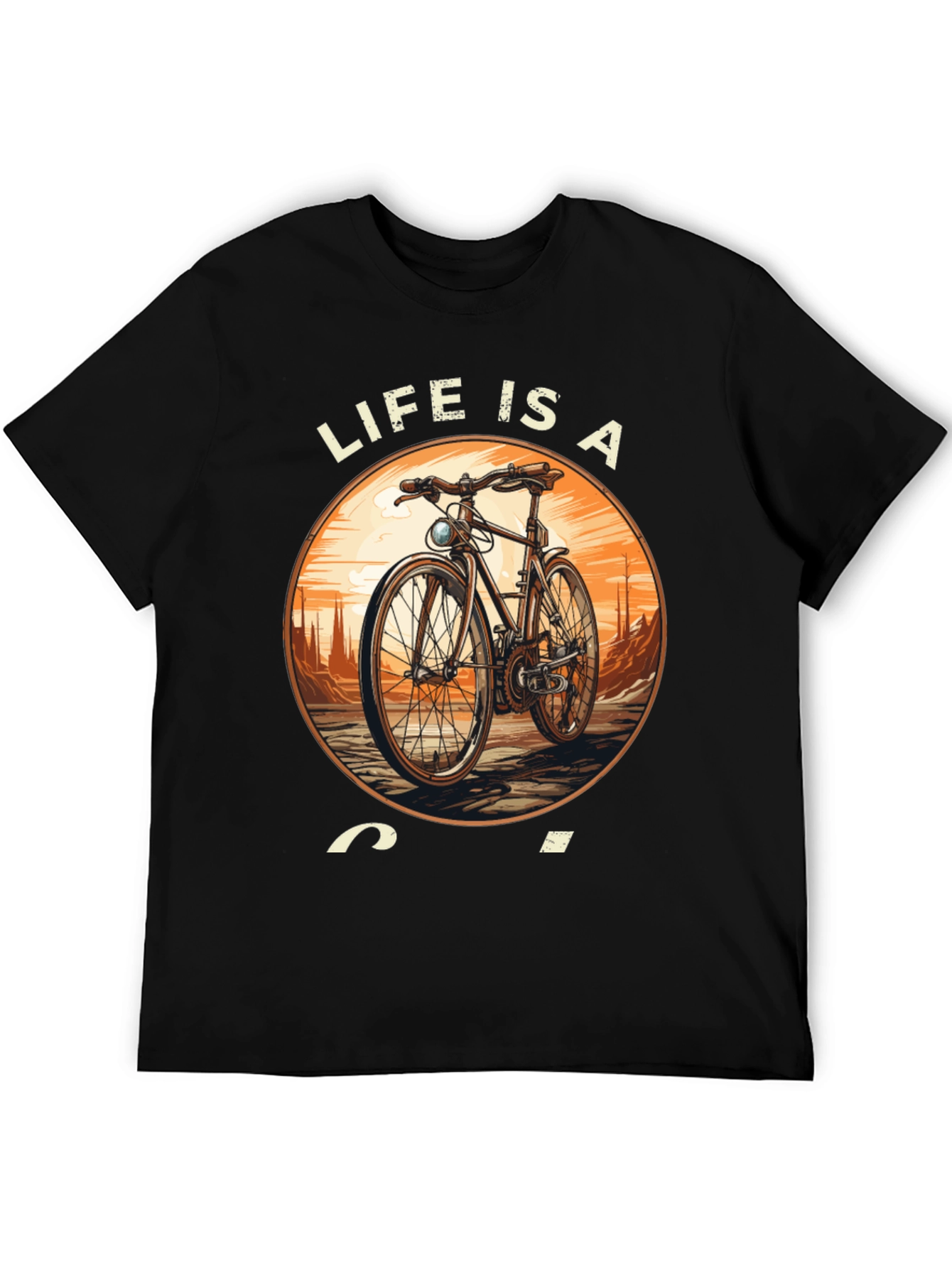 Black Life is a Ride T-Shirt - Classic Bicycle Design view 5