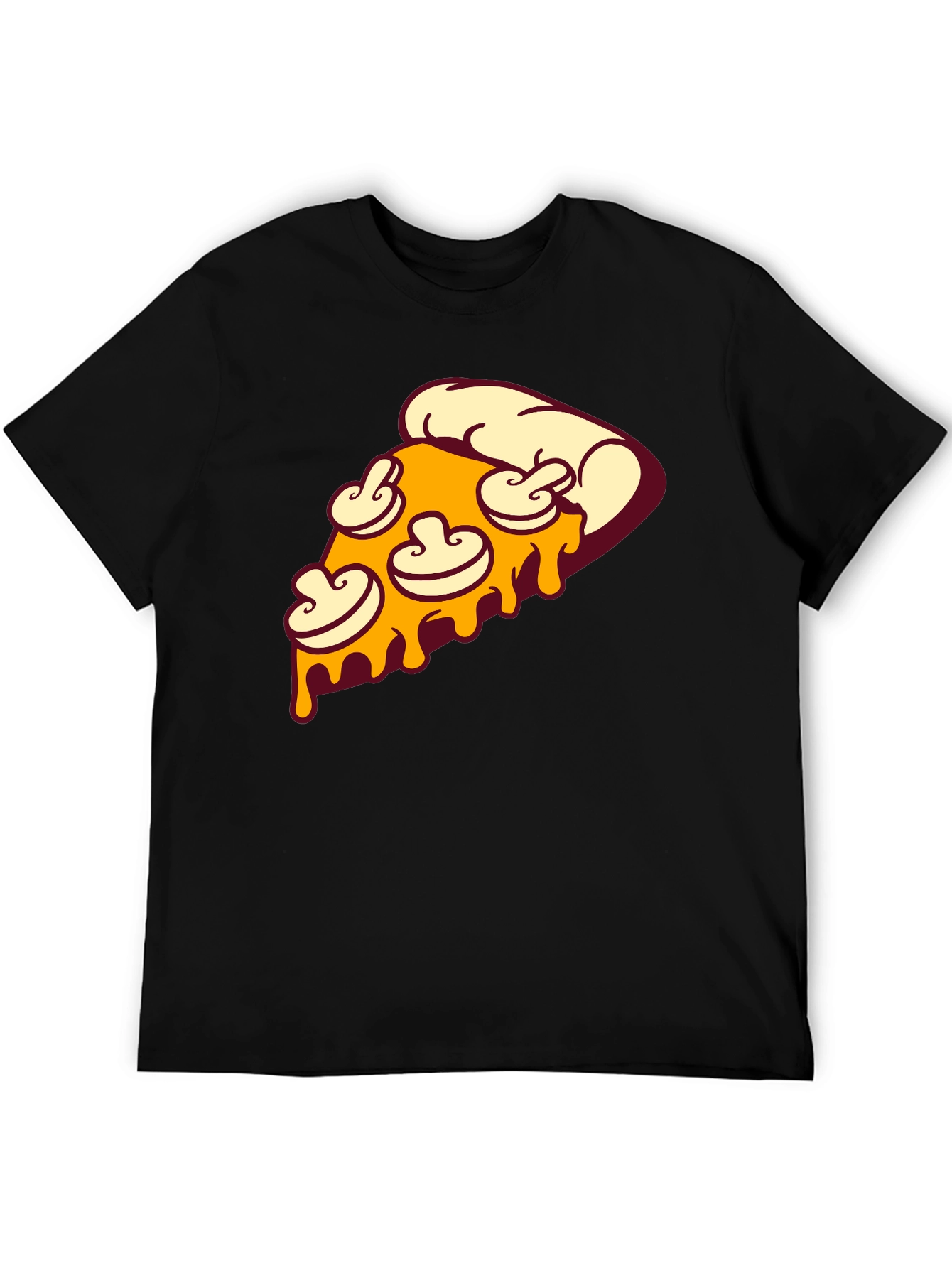 Black Pizza Slice Graphic Tee - Black Crew Neck T-Shirt view 5