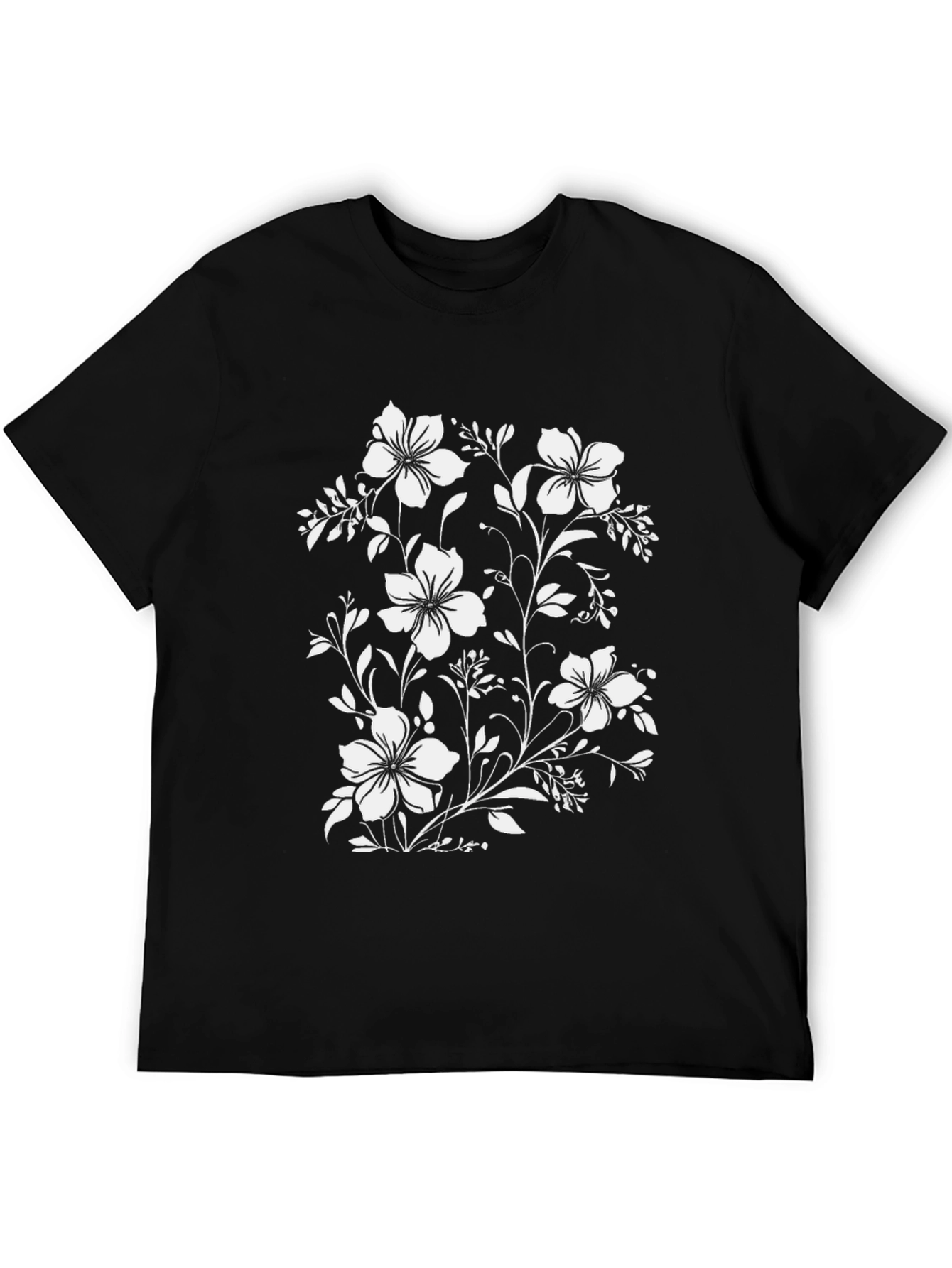Black Floral Print Black T-Shirt view 5